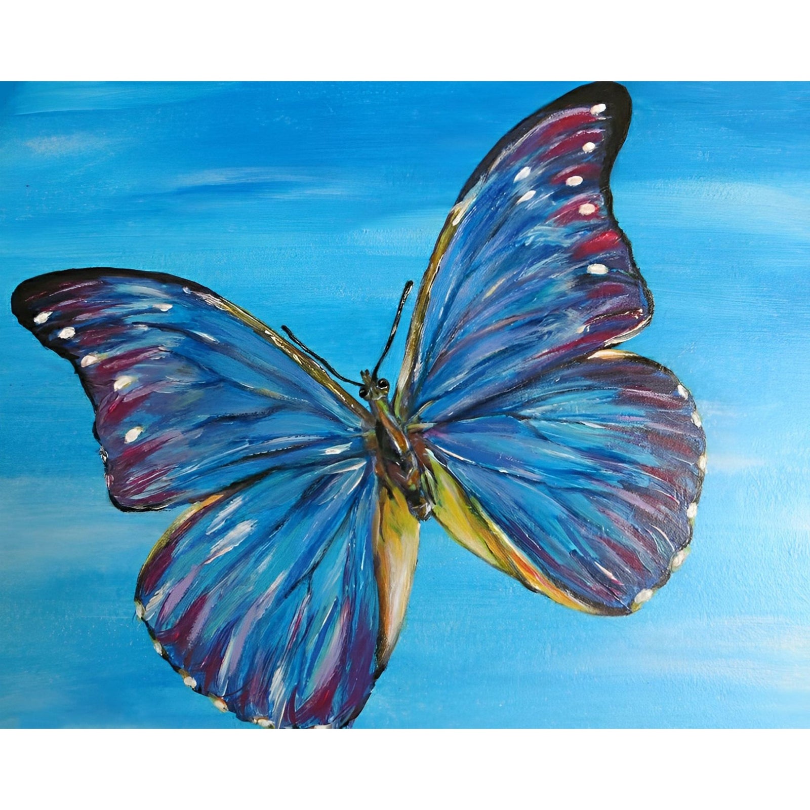 Blue Butterfly | Diamond Painting Design - Full Drill Diamond Art with 5d Square or Round Diamonds - AB Drills Available