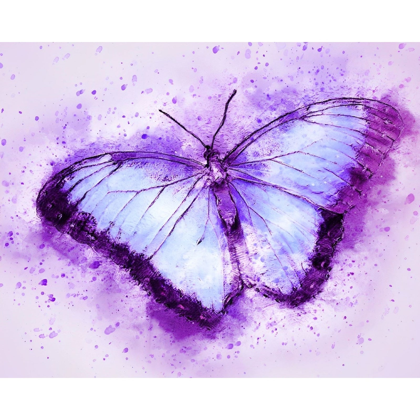 Purple Watercolor Butterfly | Diamond Painting Design - Full Drill Diamond Art with 5d Square or Round Diamonds - AB Drills Available