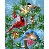 Cardinal and Birdies | Diamond Painting Design - Full Drill Diamond Art with 5d Square or Round Diamonds - AB Drills Available