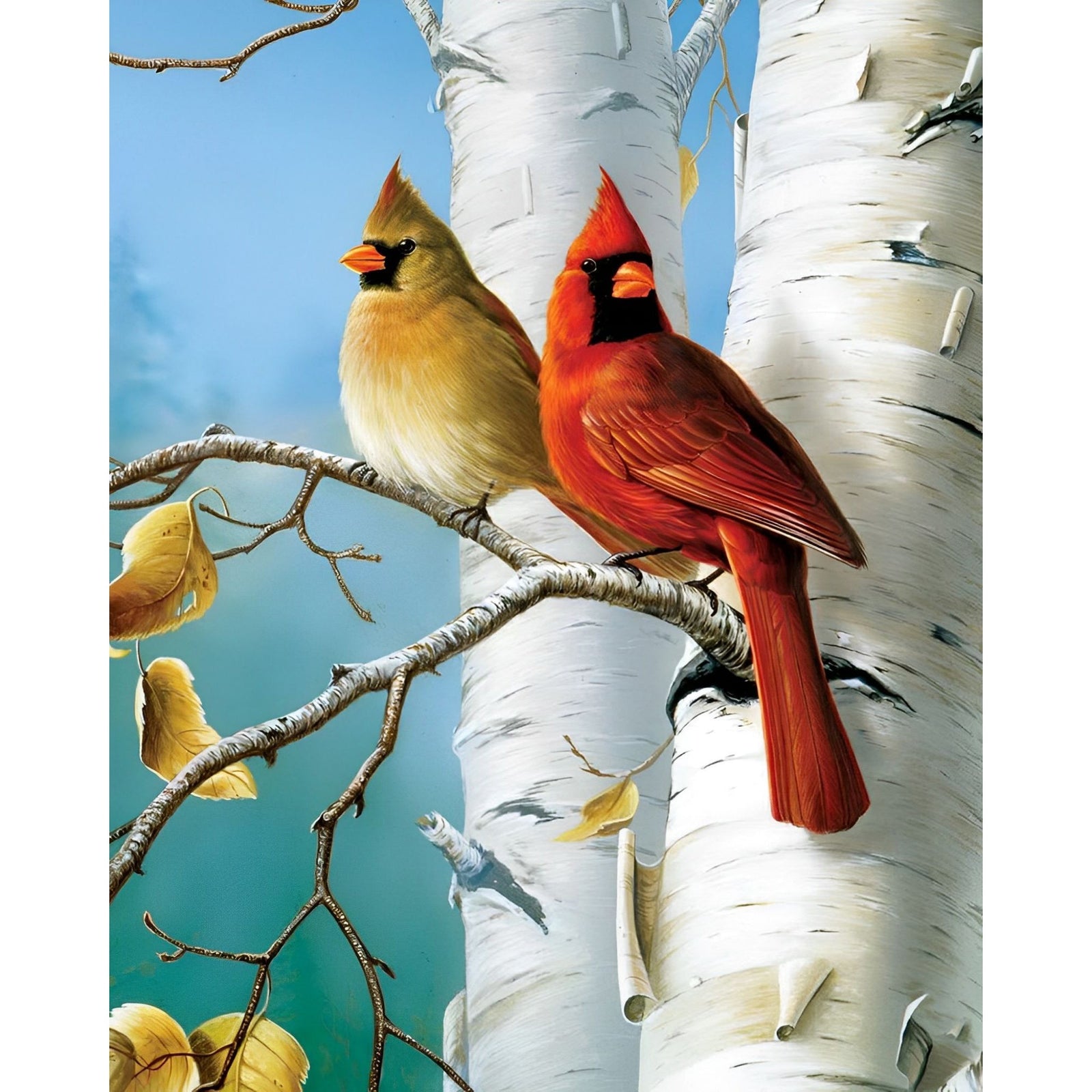 Cardinal Bird on the Tree | Diamond Painting Design - Full Drill Diamond Art with 5d Square or Round Diamonds - AB Drills Available