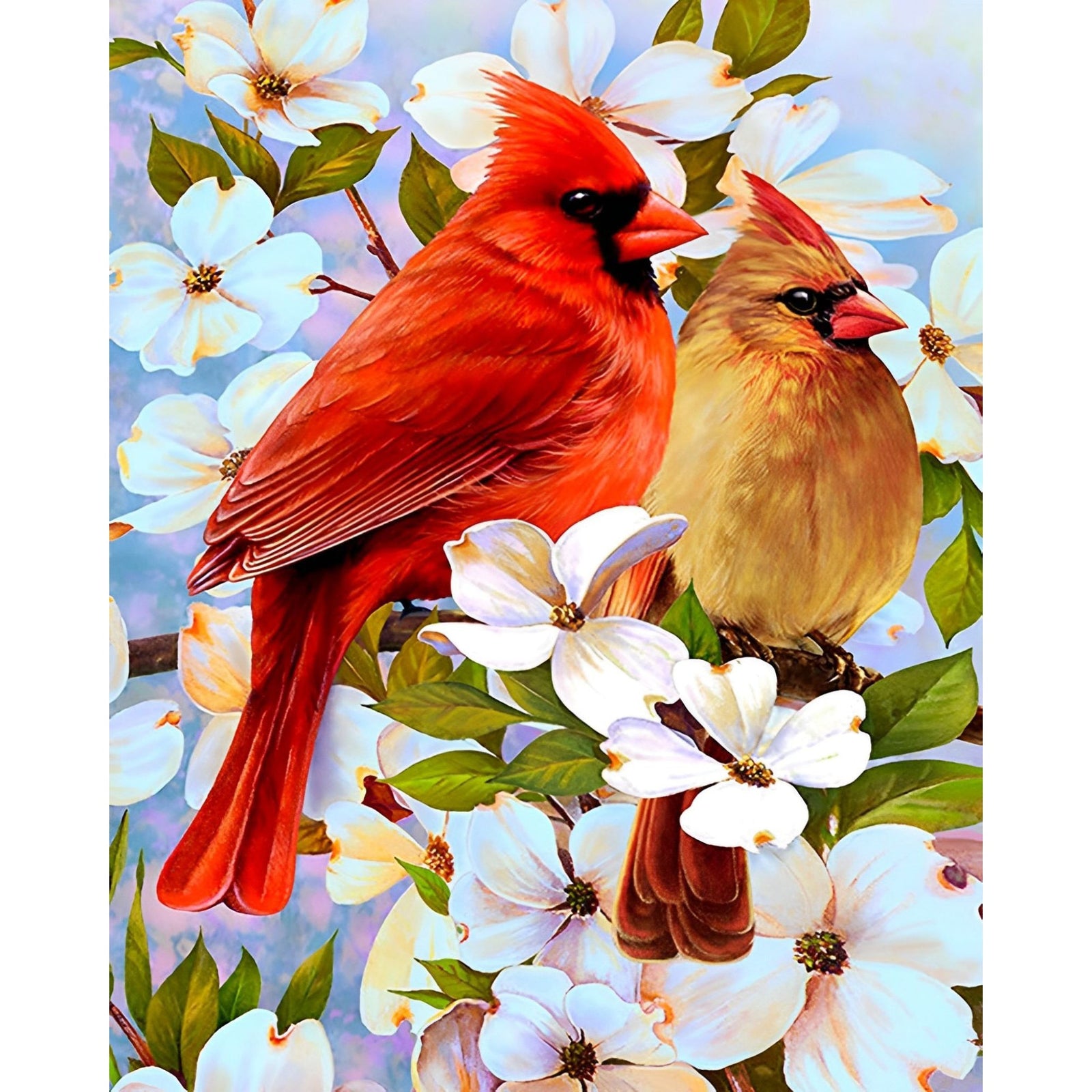 Cardinal Blossom Painting | Diamond Painting Design - Full Drill Diamond Art with 5d Square or Round Diamonds - AB Drills Available