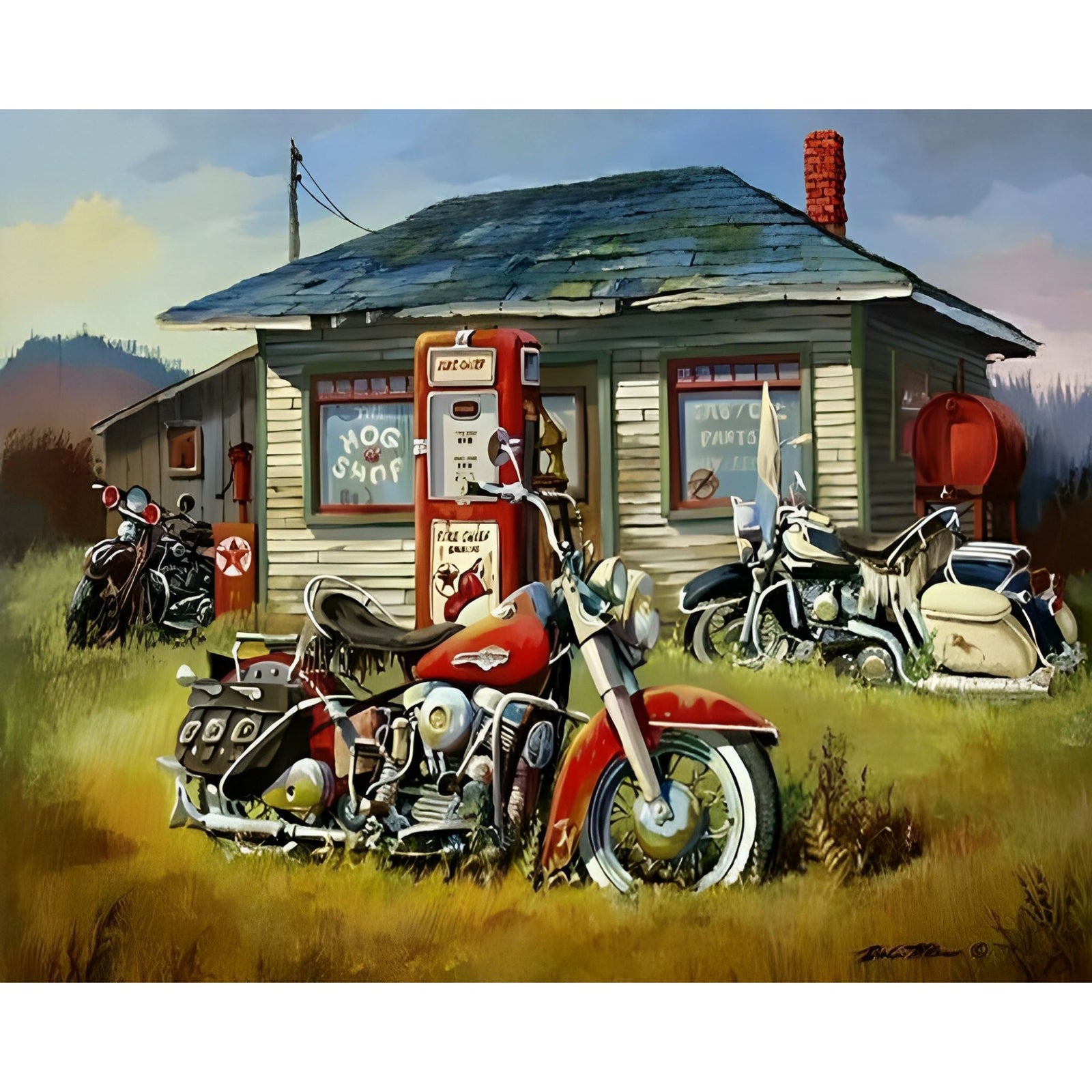 Harley Davidson Motorcycles | Diamond Painting Design - Full Drill Diamond Art with 5d Square or Round Diamonds - AB Drills Available