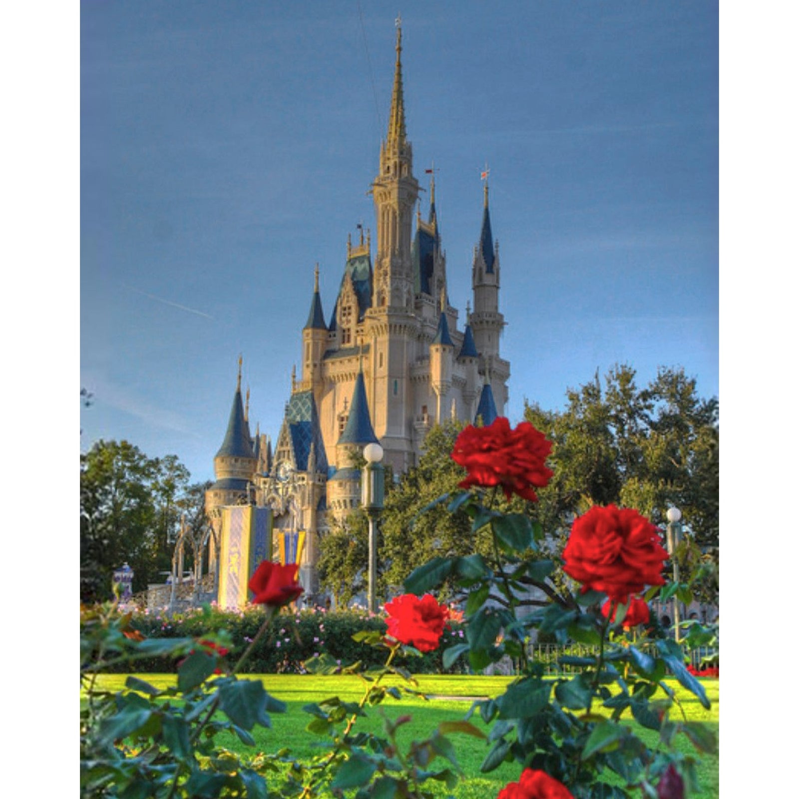 Castle and Roses | Diamond Painting Design - Full Drill Diamond Art with 5d Square or Round Diamonds - AB Drills Available