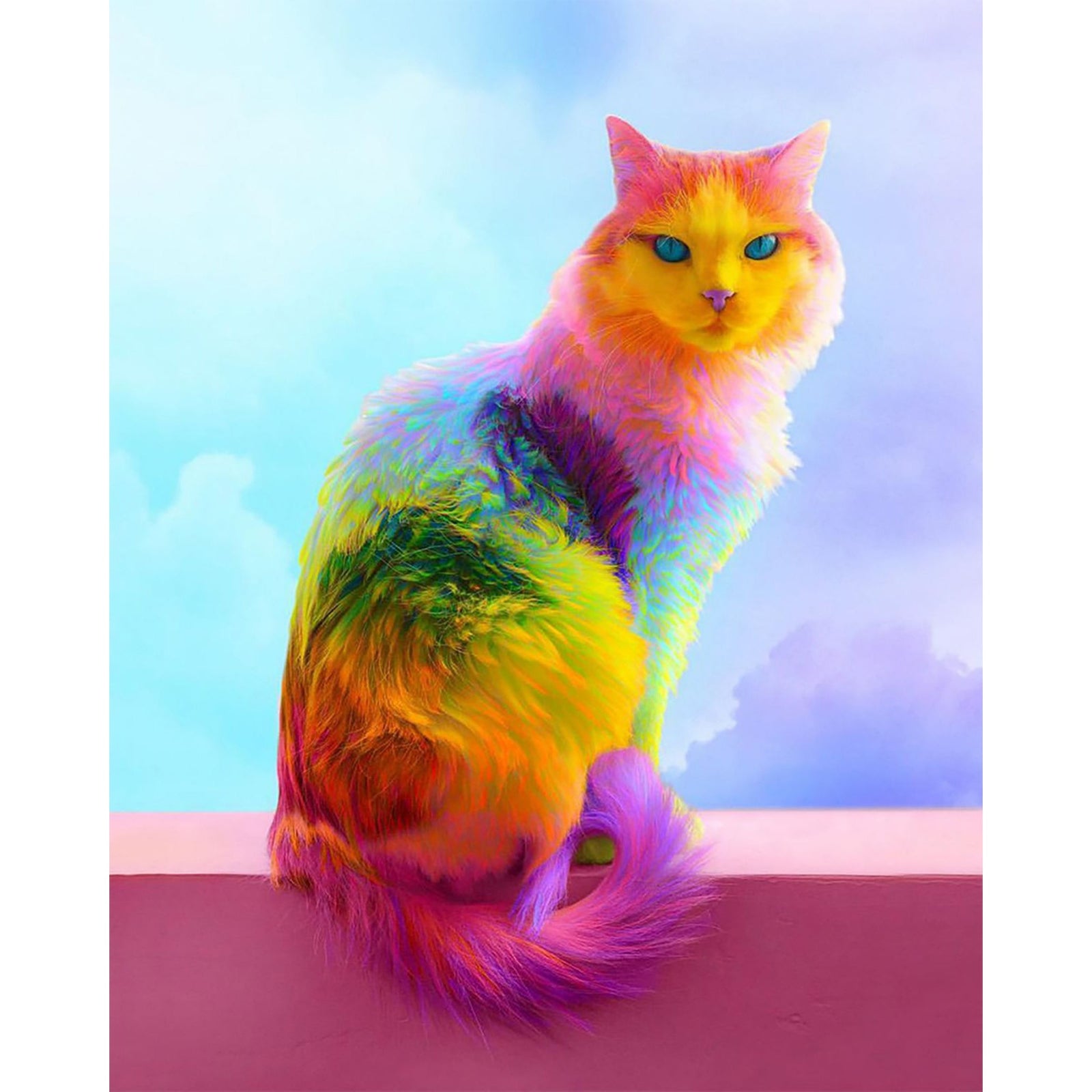 Rainbow Cat | Diamond Painting Design - Full Drill Diamond Art with 5d Square or Round Diamonds - AB Drills Available