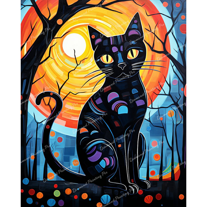The Whimsical Black Cat | Diamond Painting