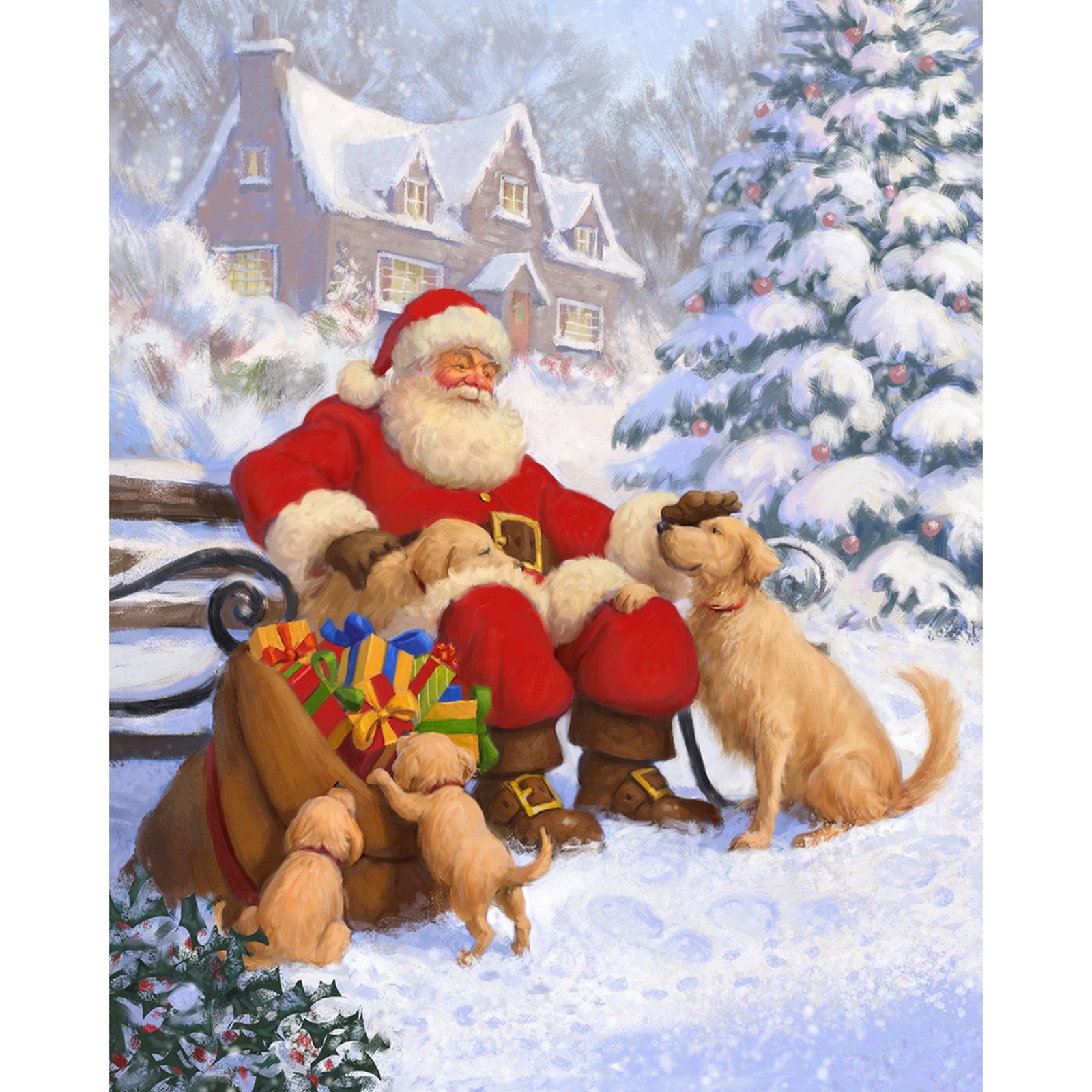 Christmas Puppy Joy | Diamond Painting Design - Full Drill Diamond Art with 5d Square or Round Diamonds - AB Drills Available