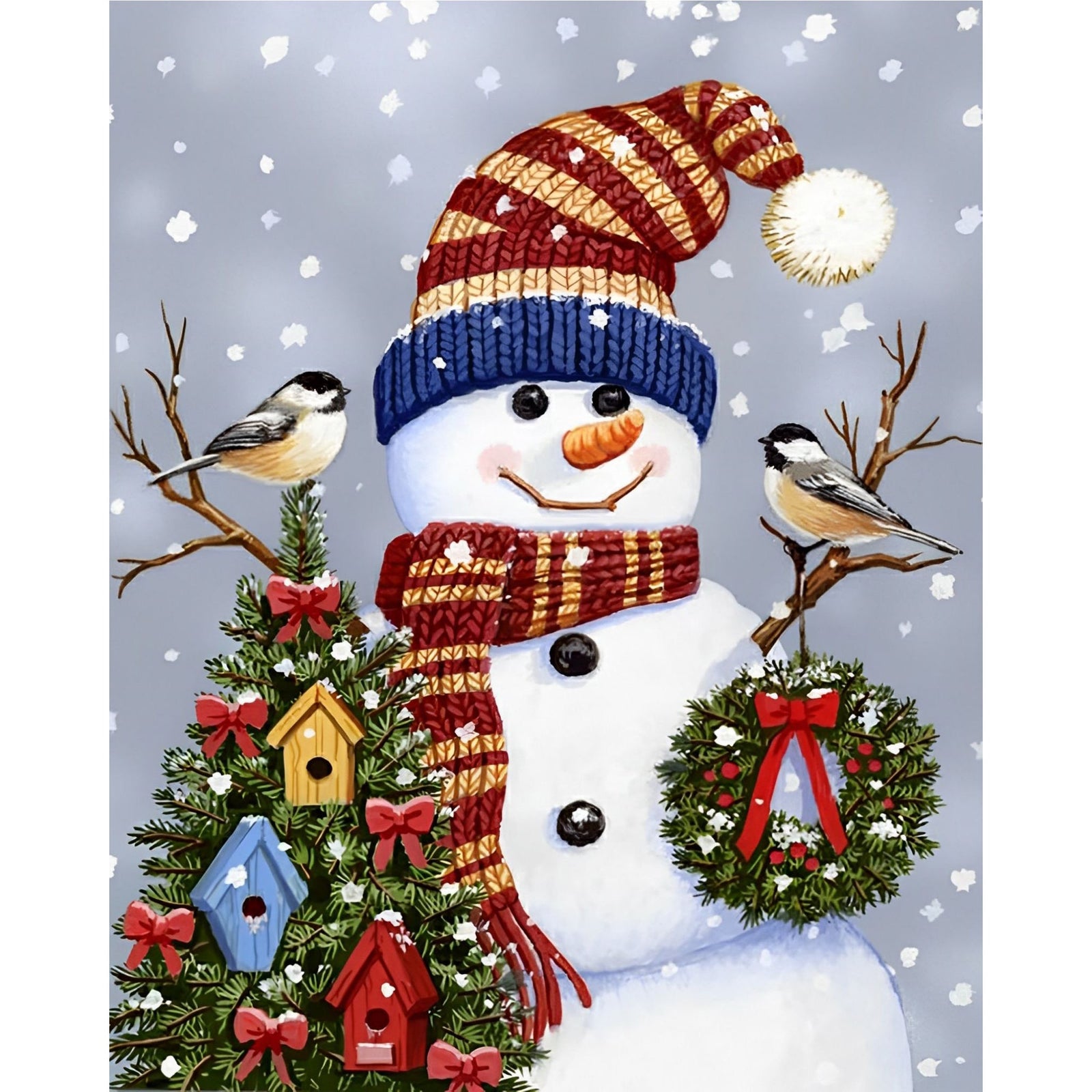 Christmas Snowman | Diamond Painting Design - Full Drill Diamond Art with 5d Square or Round Diamonds - AB Drills Available