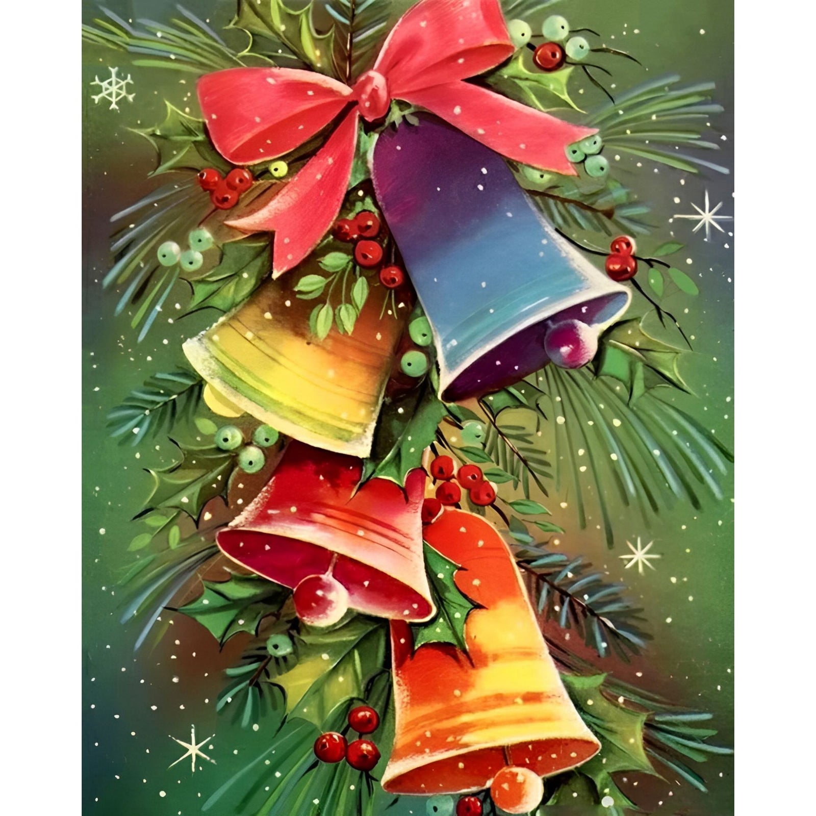 Colorful Christmas Bells | Diamond Painting Design - Full Drill Diamond Art with 5d Square or Round Diamonds - AB Drills Available