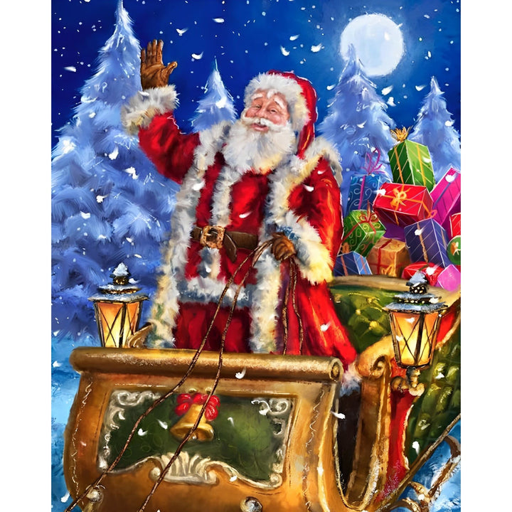 Christmas Santa with Gifts on Sleigh | Diamond Painting