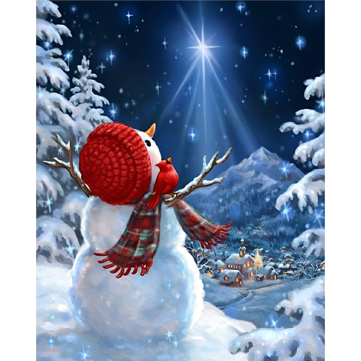 Christmas Snowman Under Stars | Diamond Painting