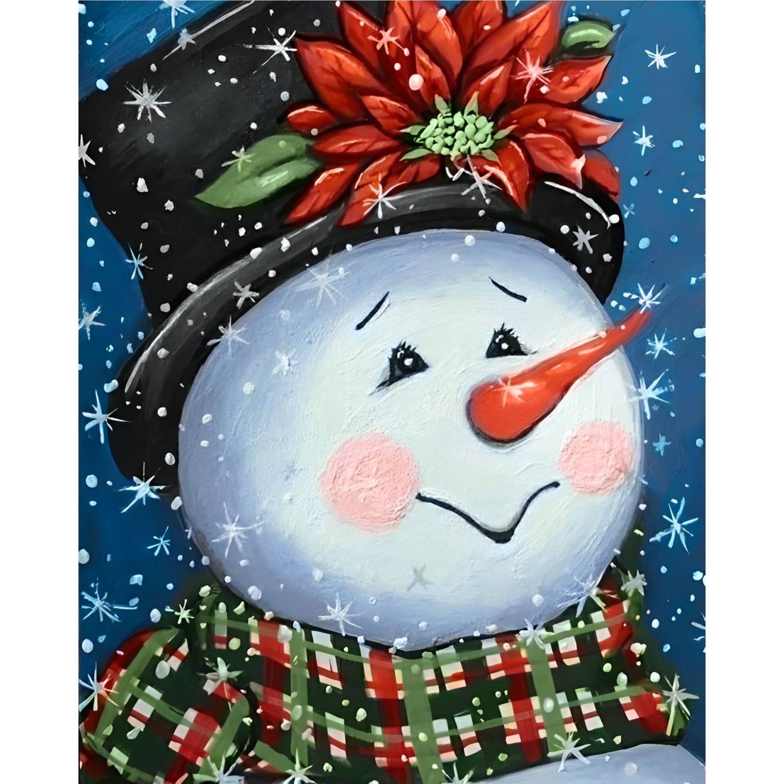 Christmas Snowman Close Up | Diamond Painting Design - Full Drill Diamond Art with 5d Square or Round Diamonds - AB Drills Available