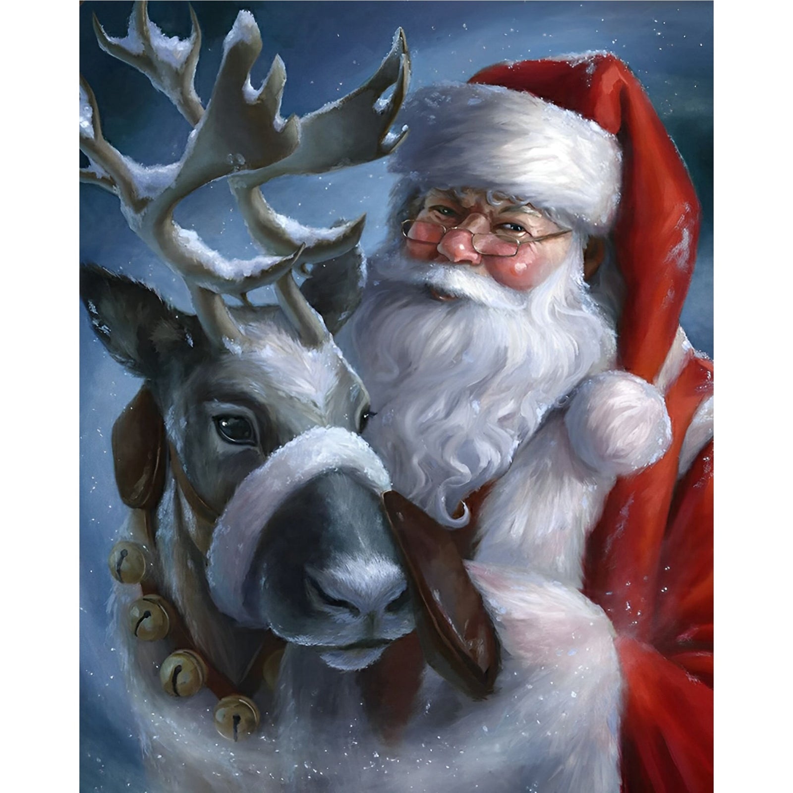 Santa and His Buddy | Diamond Painting Design - Full Drill Diamond Art with 5d Square or Round Diamonds - AB Drills Available