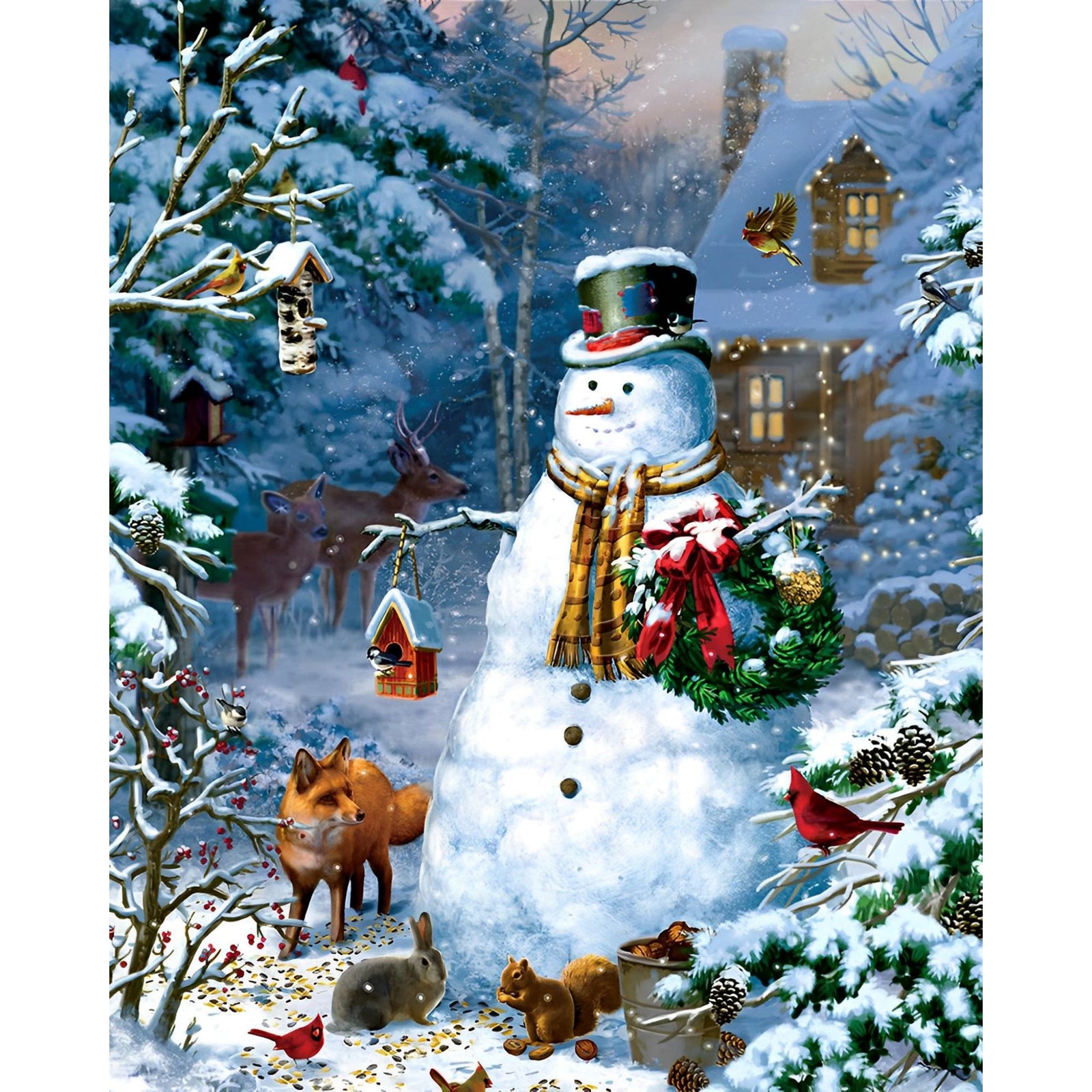 Christmas Snowman Pals | Diamond Painting Design - Full Drill Diamond Art with 5d Square or Round Diamonds - AB Drills Available