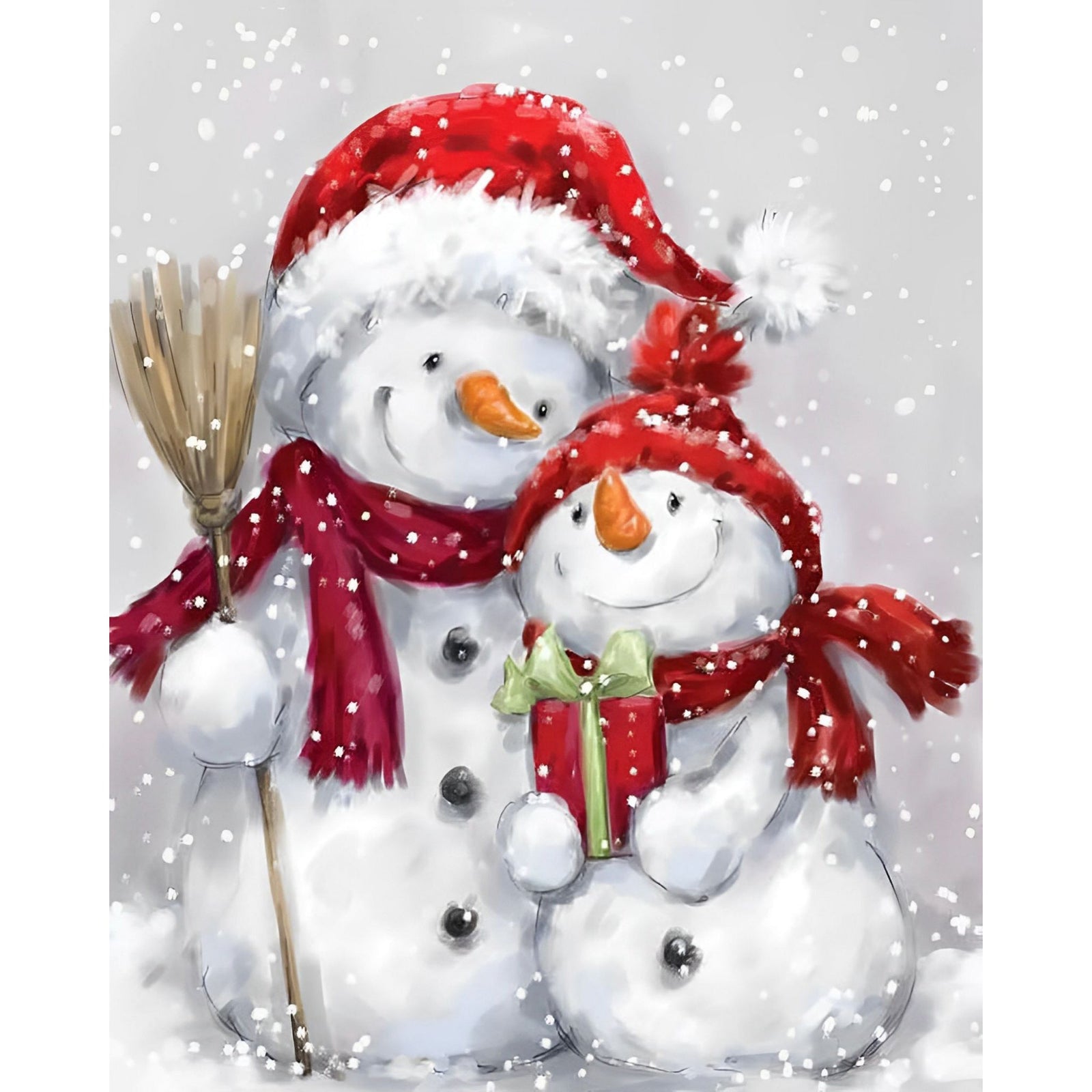 Merry Christmas Snowmans | Diamond Painting Design - Full Drill Diamond Art with 5d Square or Round Diamonds - AB Drills Available