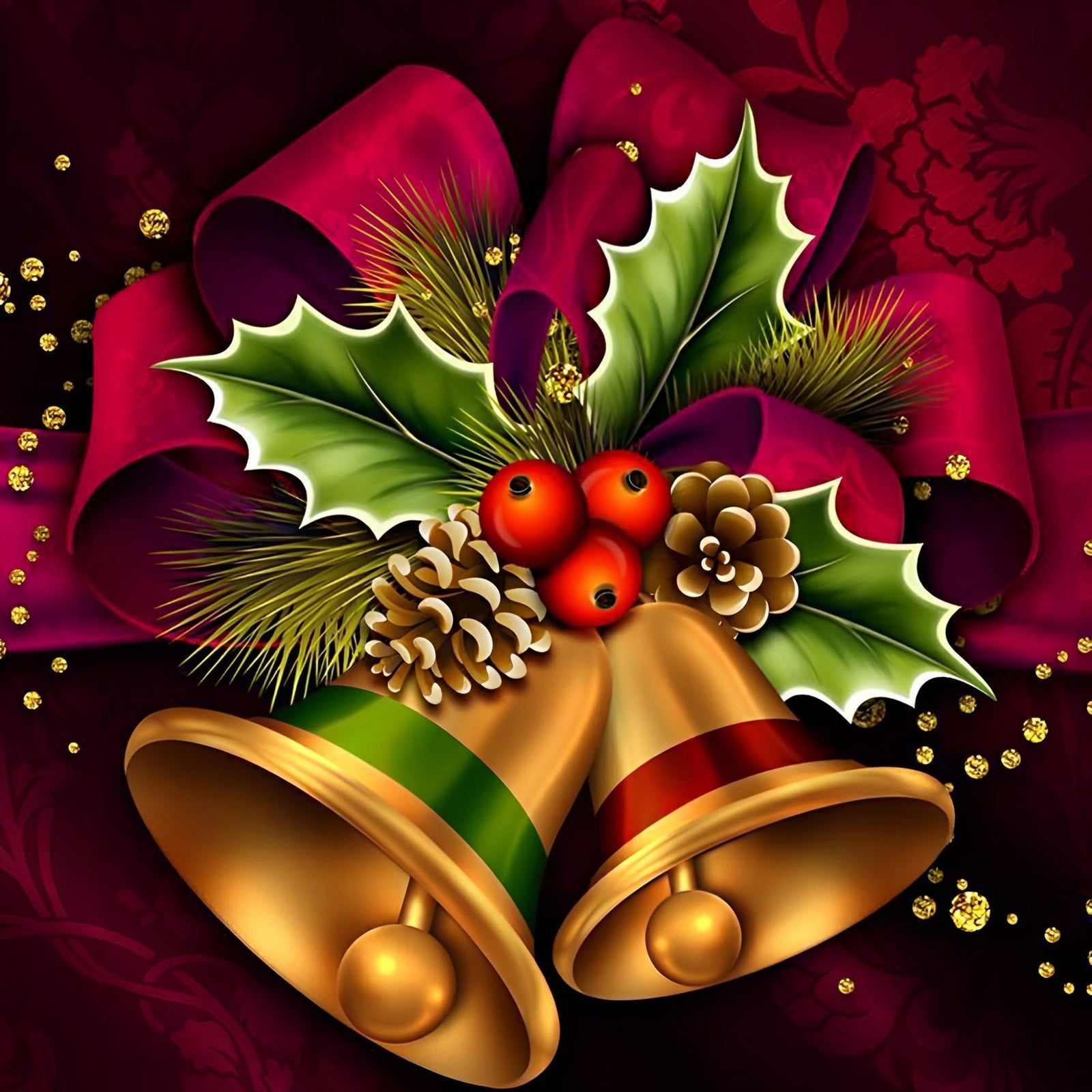 Christmas Bells | Diamond Painting Design - Full Drill Diamond Art with 5d Square or Round Diamonds - AB Drills Available