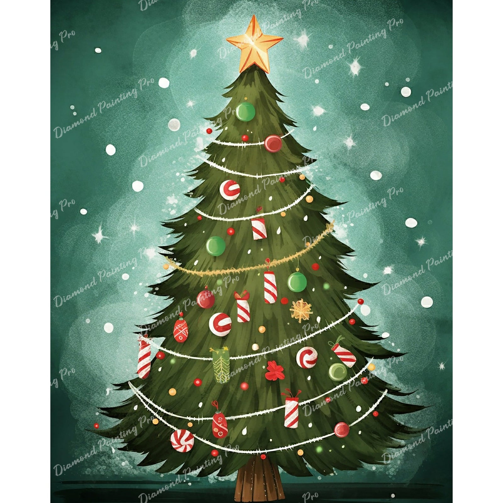 Christmas Tree Glow | Diamond Painting Design - Full Drill Diamond Art with 5d Square or Round Diamonds - AB Drills Available