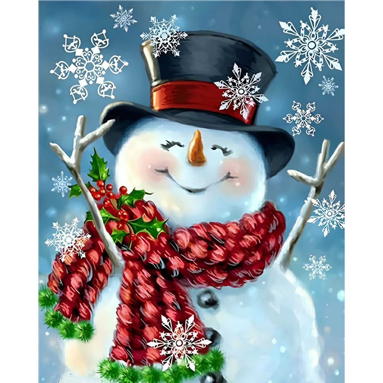 Snowman Christmas | Diamond Painting Design - Full Drill Diamond Art with 5d Square or Round Diamonds - AB Drills Available