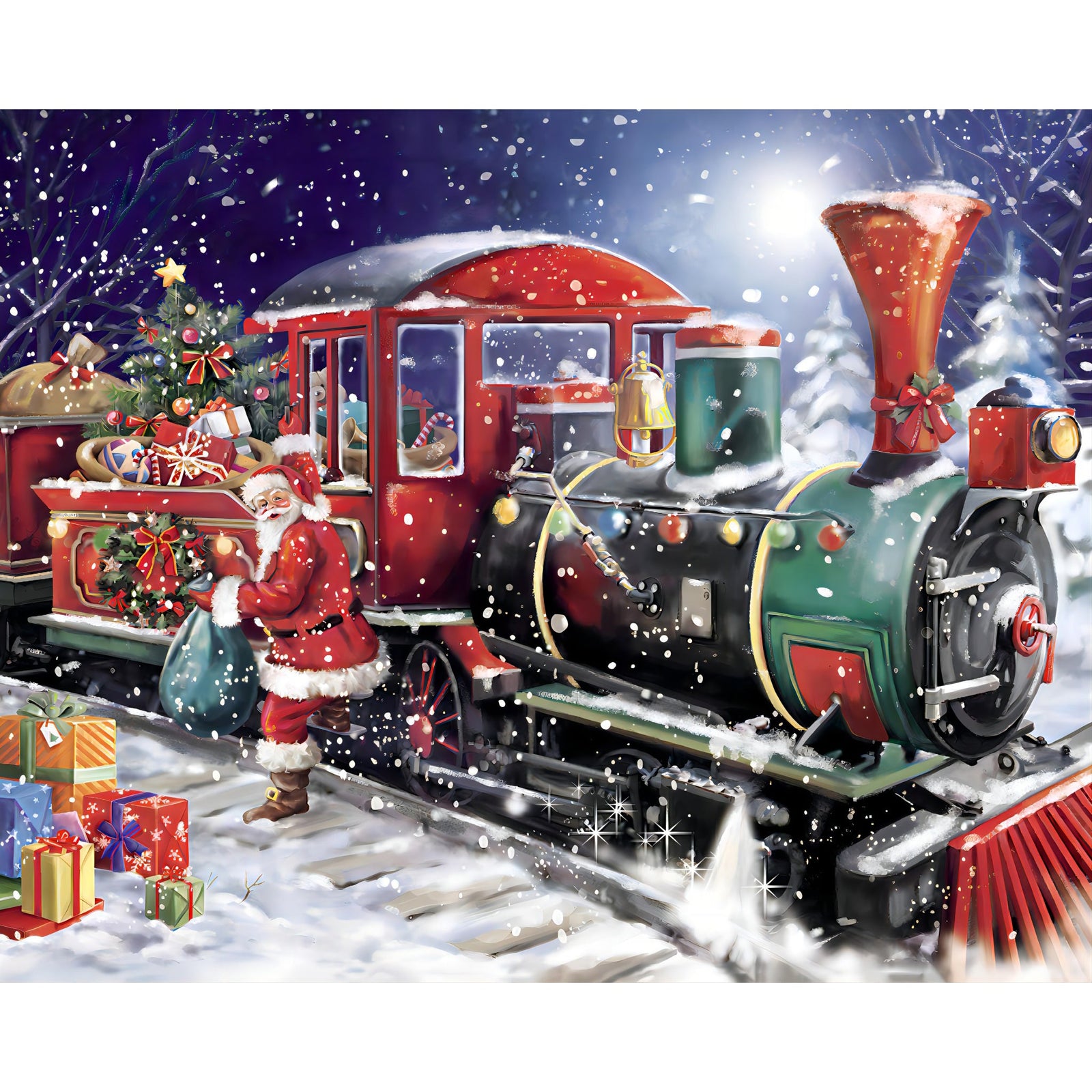 Christmas Train | Diamond Painting Design - Full Drill Diamond Art with 5d Square or Round Diamonds - AB Drills Available