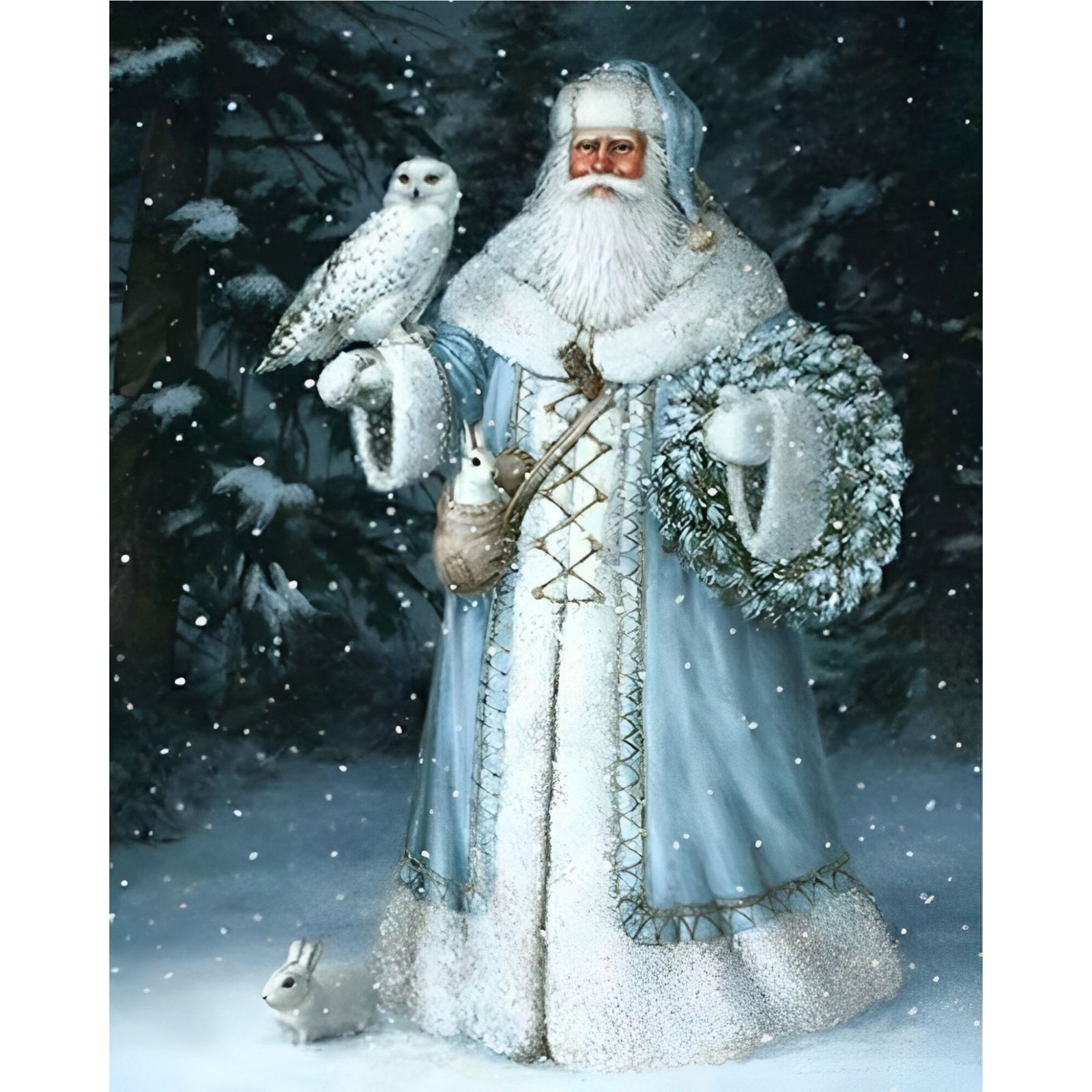 Santa Claus in the Snow | Diamond Painting Design - Full Drill Diamond Art with 5d Square or Round Diamonds - AB Drills Available