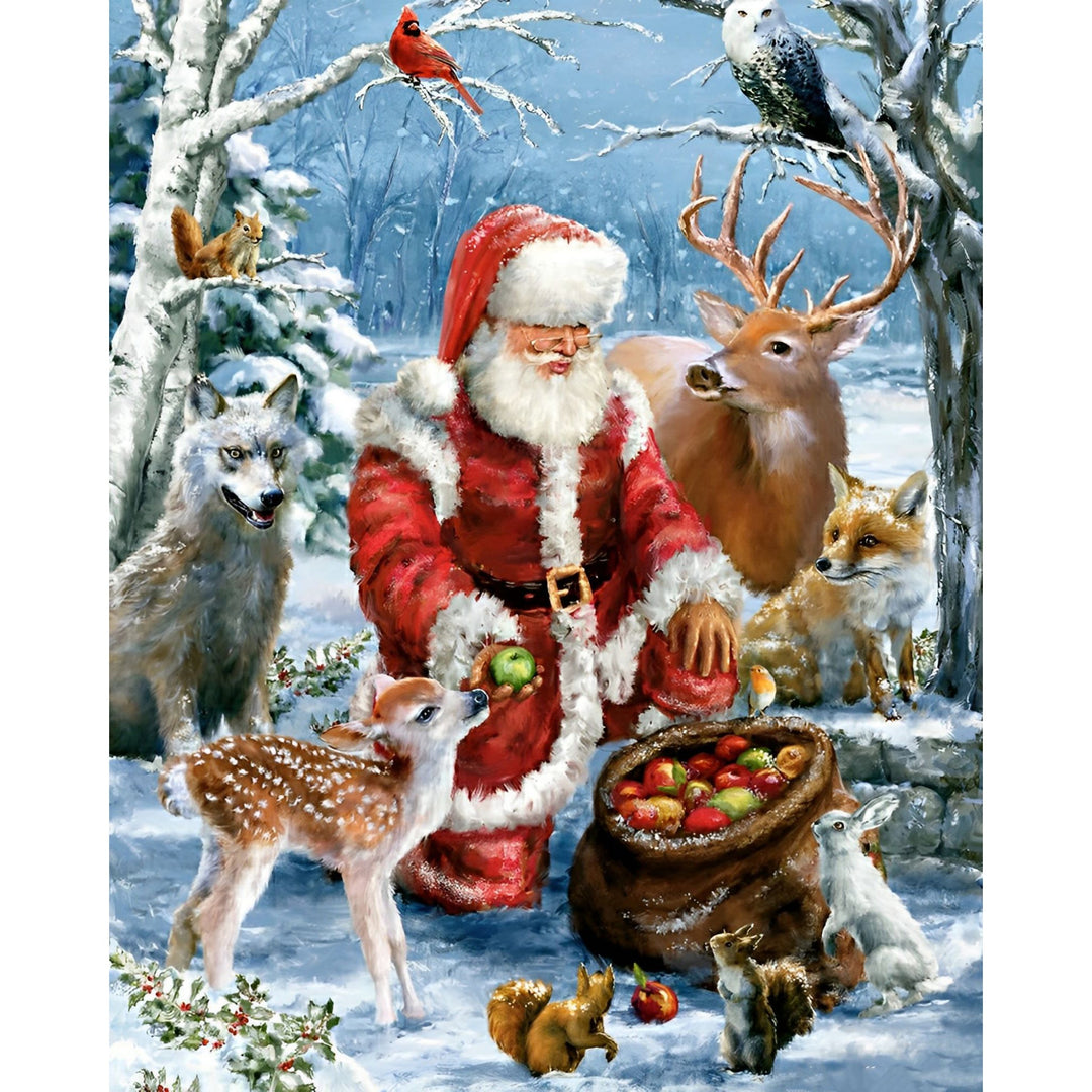 Santa with Forest Friends | Diamond Painting