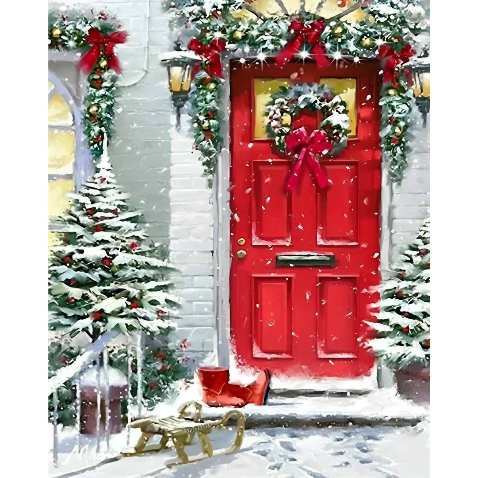 Red Door | Diamond Painting Design - Full Drill Diamond Art with 5d Square or Round Diamonds - AB Drills Available