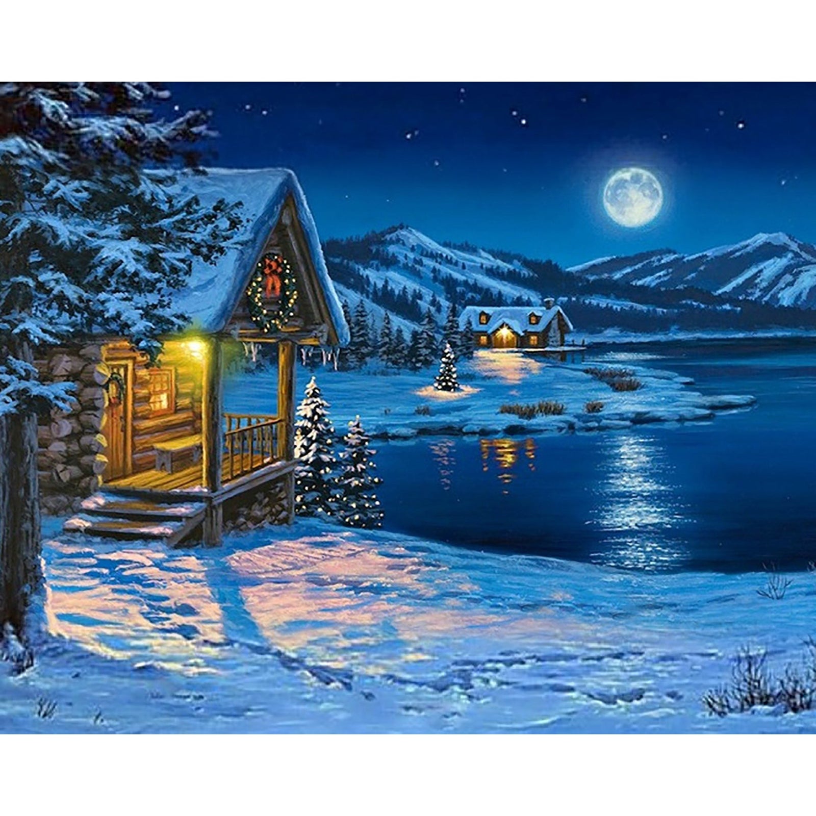 Pretty Christmas Night | Diamond Painting Design - Full Drill Diamond Art with 5d Square or Round Diamonds - AB Drills Available