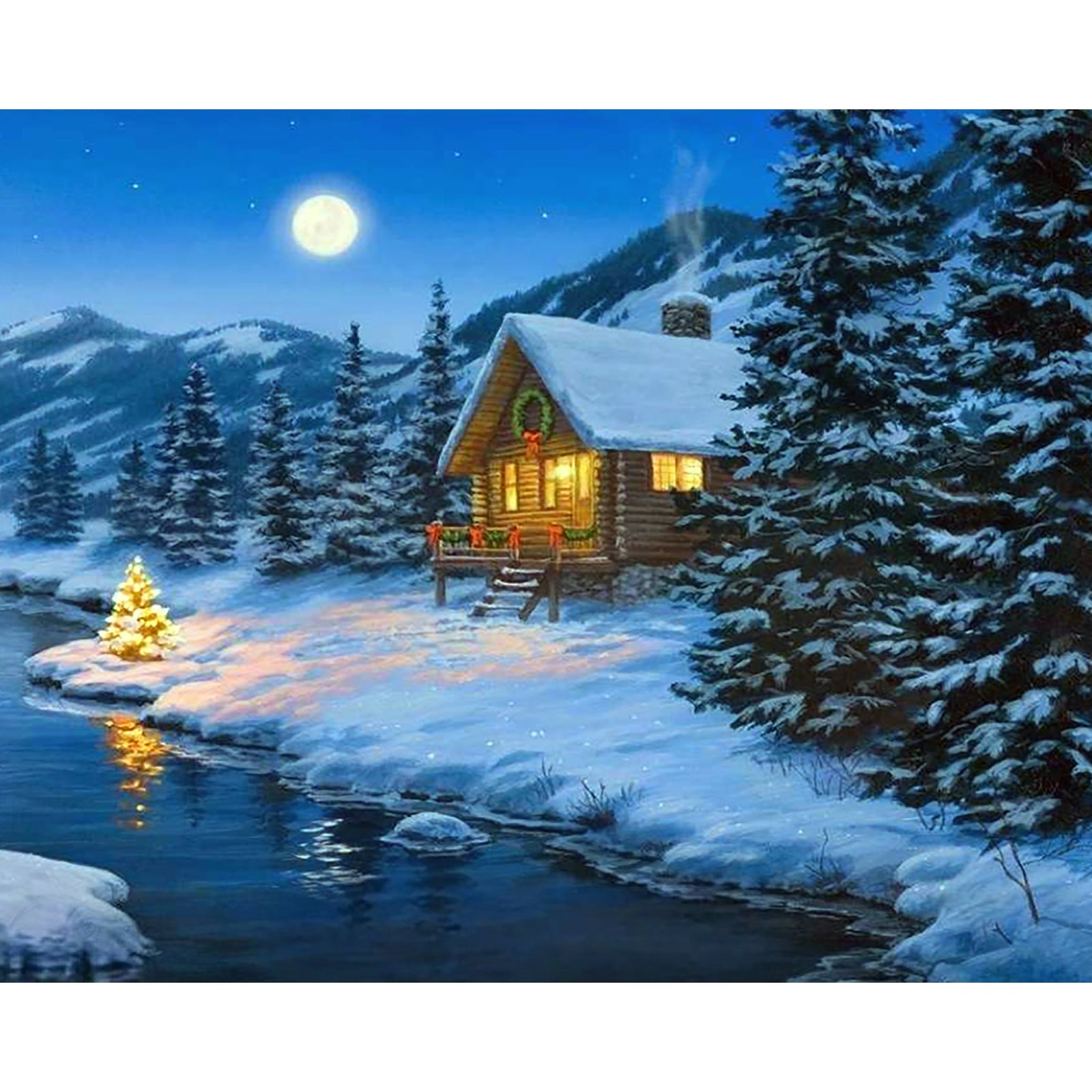 Christmas Cabin | Diamond Painting Design - Full Drill Diamond Art with 5d Square or Round Diamonds - AB Drills Available