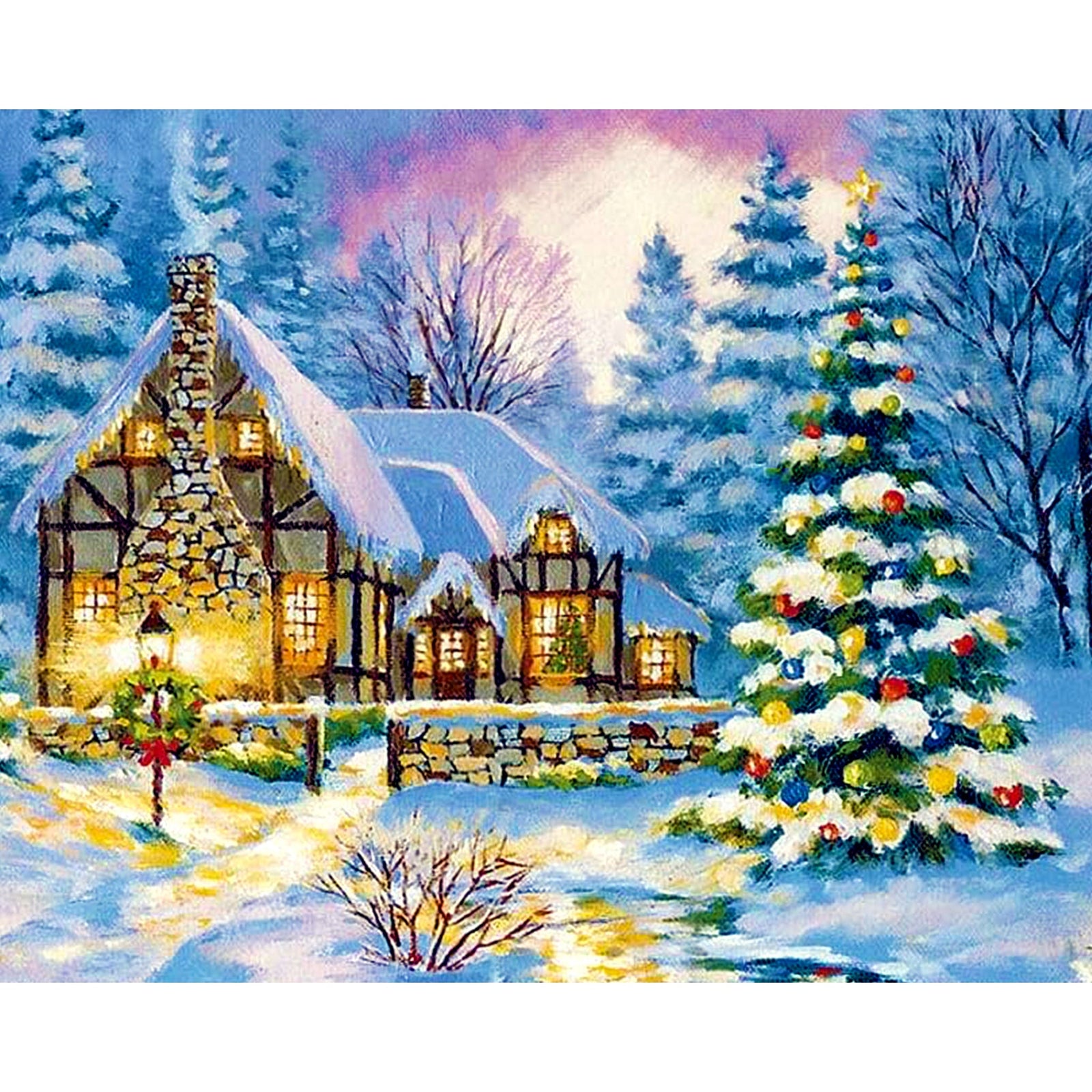 Christmas Winter Village | Diamond Painting Design - Full Drill Diamond Art with 5d Square or Round Diamonds - AB Drills Available