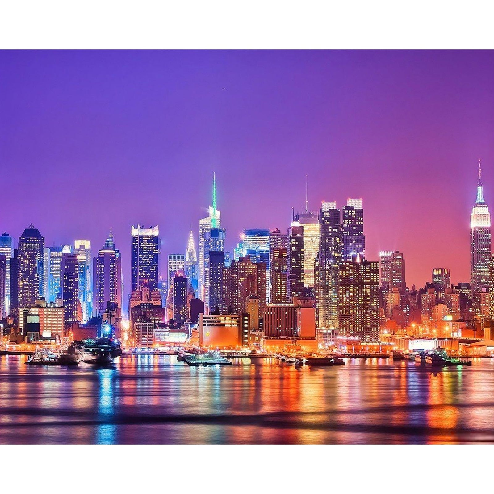 New York Night Skyline | Diamond Painting Design - Full Drill Diamond Art with 5d Square or Round Diamonds - AB Drills Available