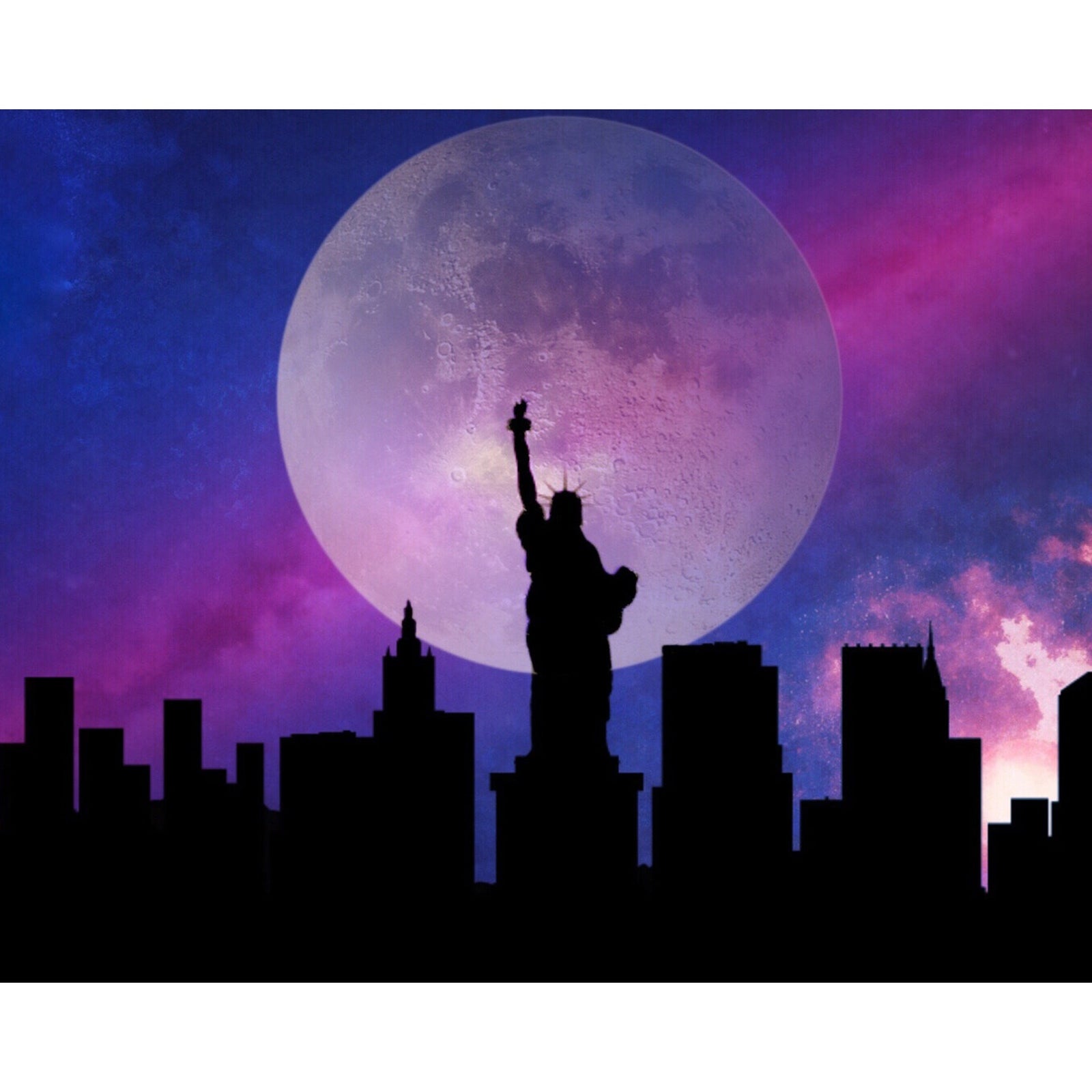 New York in the Moonlight | Diamond Painting Design - Full Drill Diamond Art with 5d Square or Round Diamonds - AB Drills Available