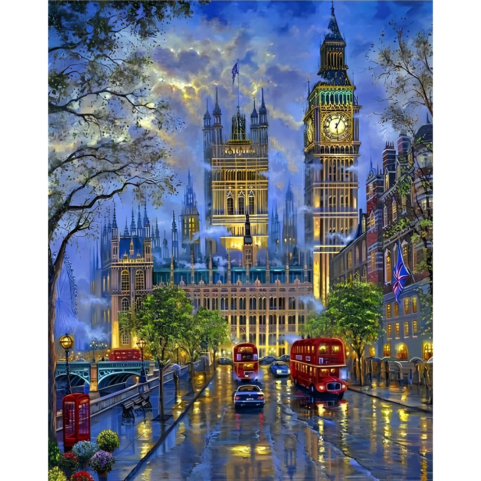 British London Night | Diamond Painting Design - Full Drill Diamond Art with 5d Square or Round Diamonds - AB Drills Available