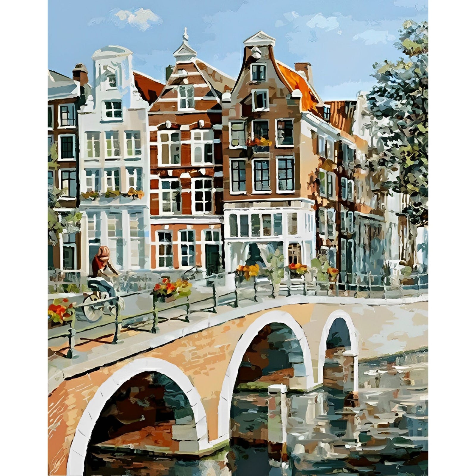 View of Amsterdam Canal | Diamond Painting Design - Full Drill Diamond Art with 5d Square or Round Diamonds - AB Drills Available