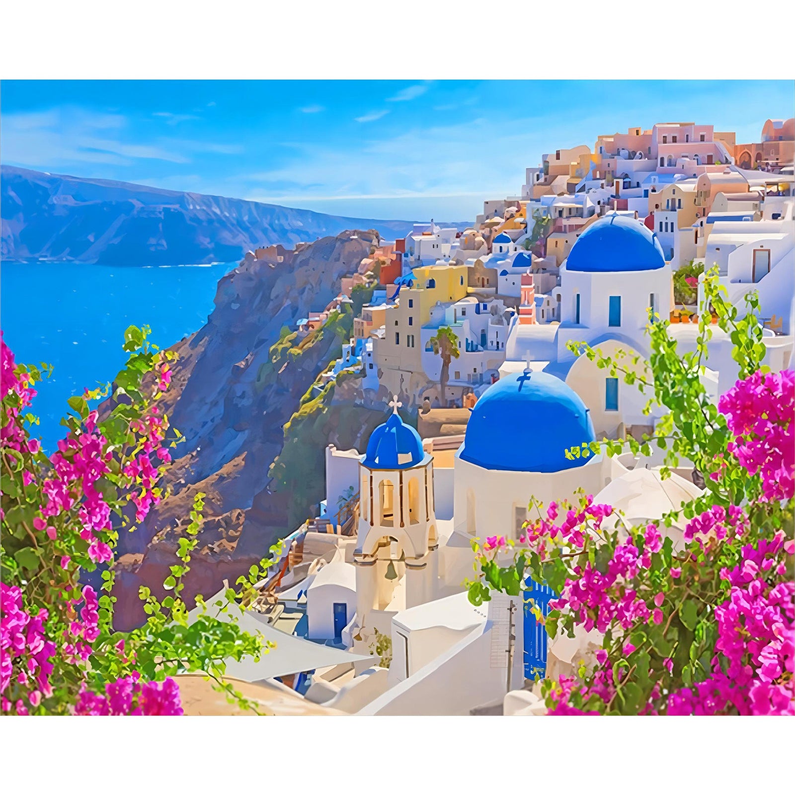 Santorini Greece | Diamond Painting Design - Full Drill Diamond Art with 5d Square or Round Diamonds - AB Drills Available