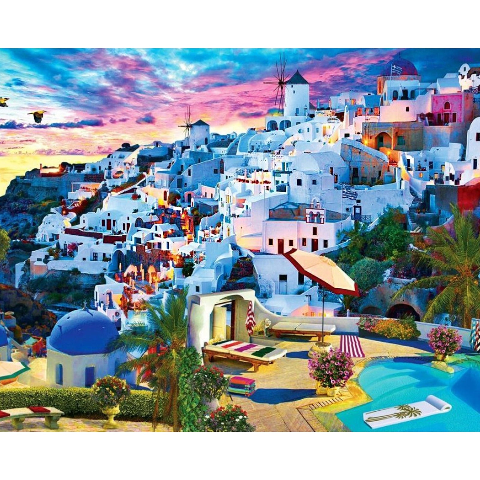 Santorini Sky | Diamond Painting Design - Full Drill Diamond Art with 5d Square or Round Diamonds - AB Drills Available