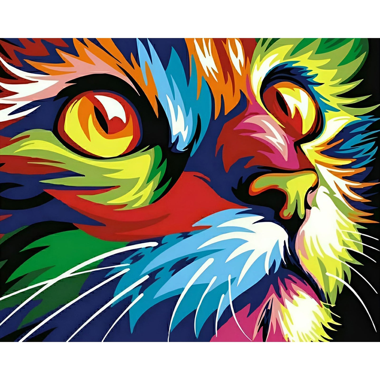Rainbow Cat Close Up | Diamond Painting Design - Full Drill Diamond Art with 5d Square or Round Diamonds - AB Drills Available