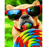 Lollypop Pug | Diamond Painting Design - Full Drill Diamond Art with 5d Square or Round Diamonds - AB Drills Available