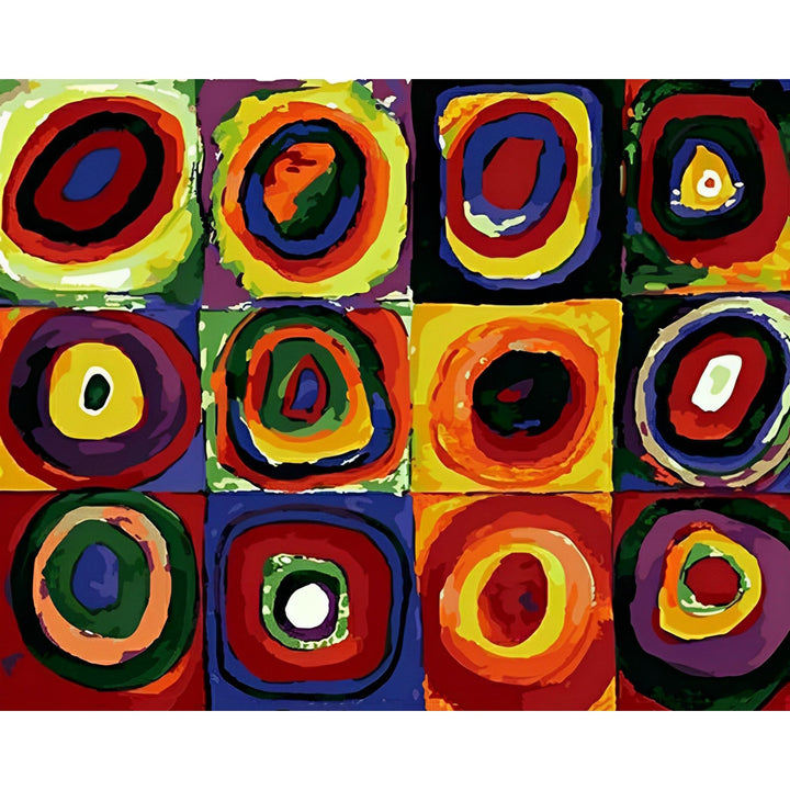 Color Study Squares with Concentric Circles | Diamond Painting