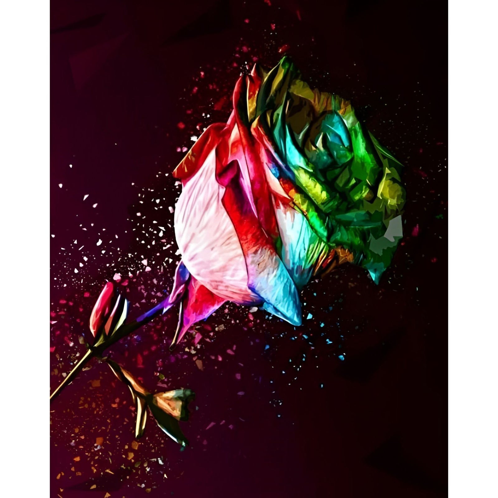 Colored Rose | Diamond Painting Design - Full Drill Diamond Art with 5d Square or Round Diamonds - AB Drills Available