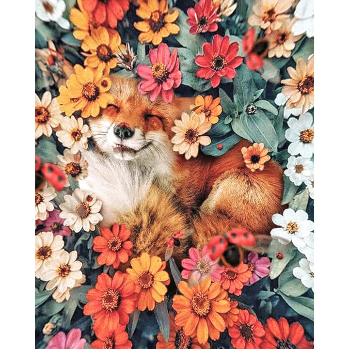 Smily Fox in Flowers | Diamond Painting