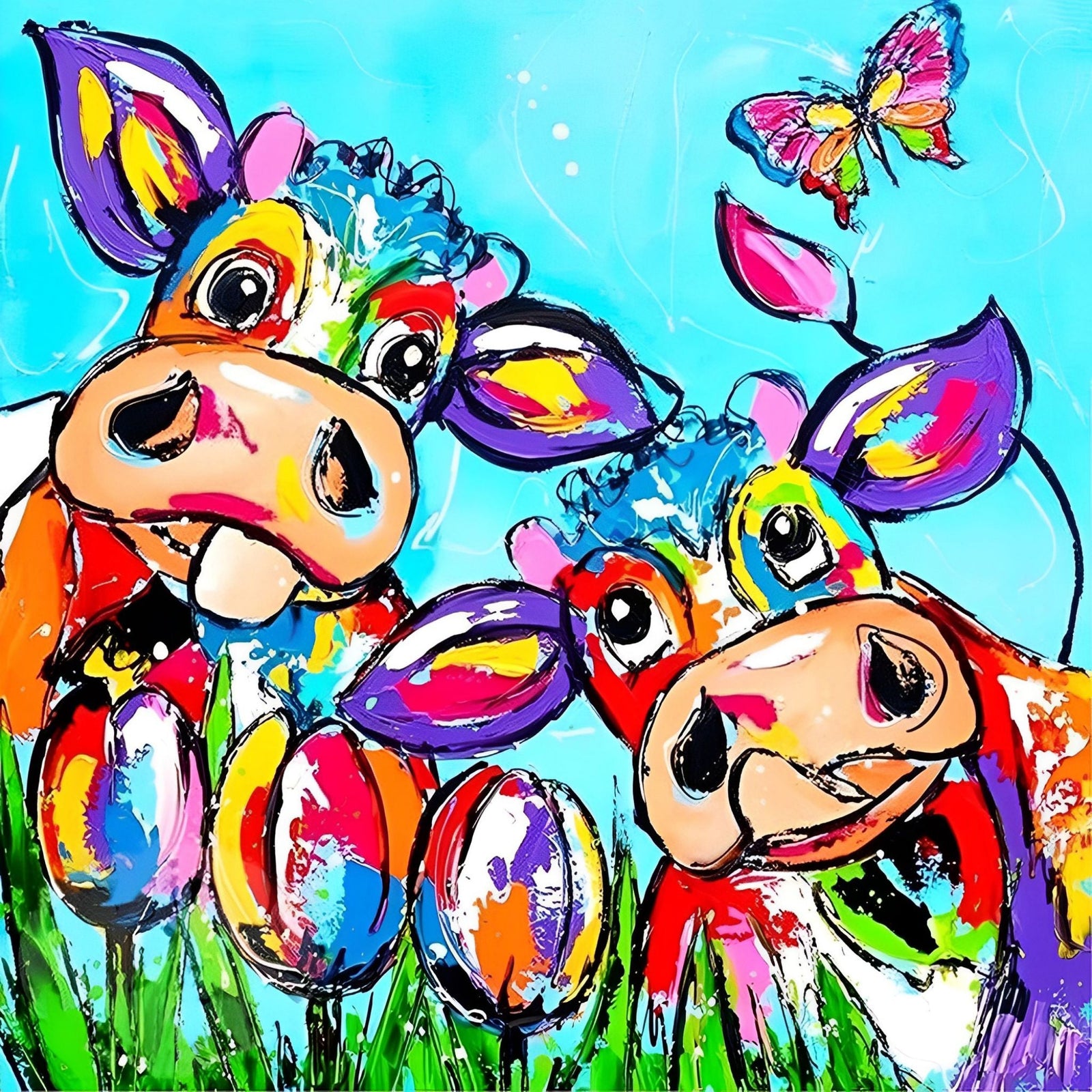 Colorful Cows | Diamond Painting Design - Full Drill Diamond Art with 5d Square or Round Diamonds - AB Drills Available