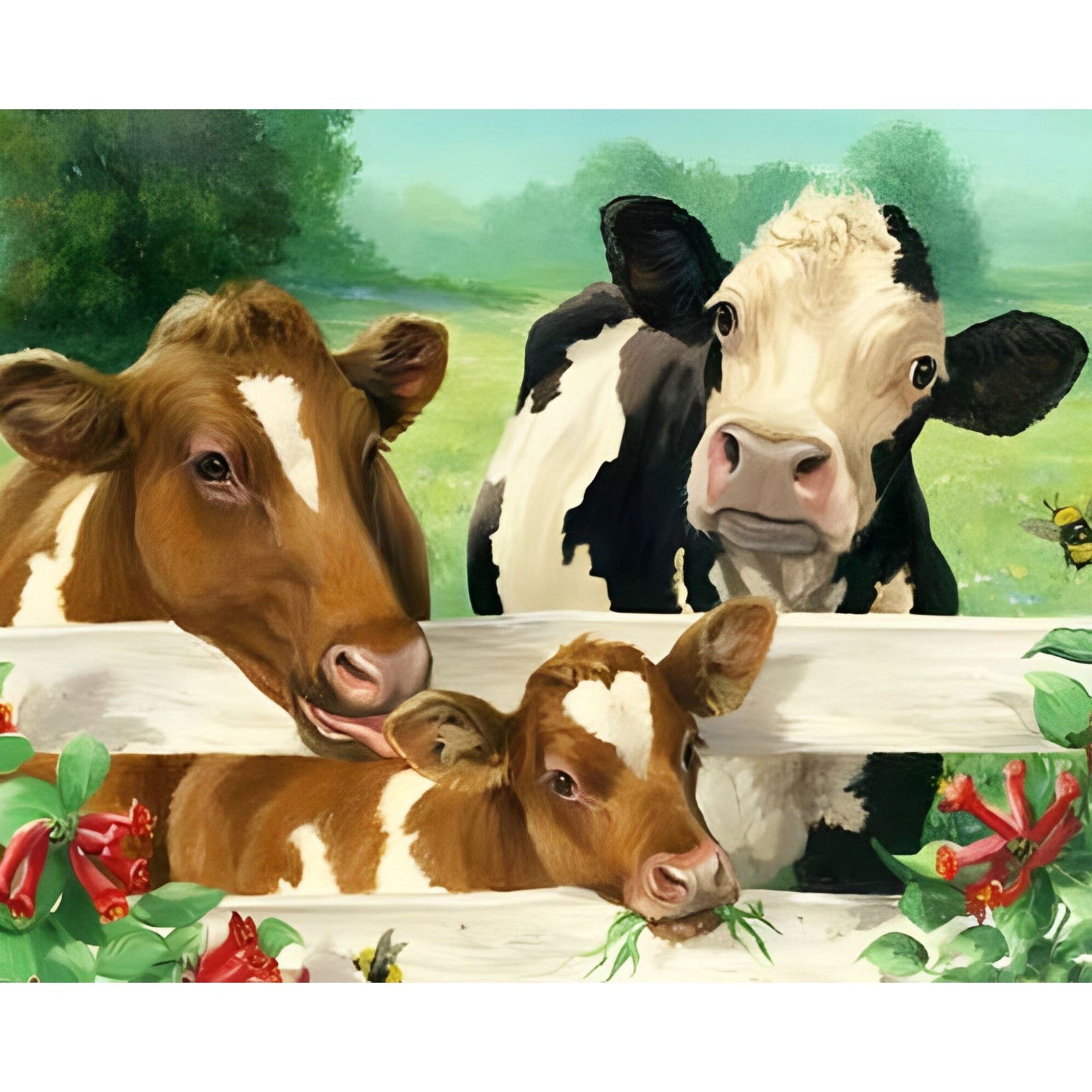 Cow Family | Diamond Painting Design - Full Drill Diamond Art with 5d Square or Round Diamonds - AB Drills Available