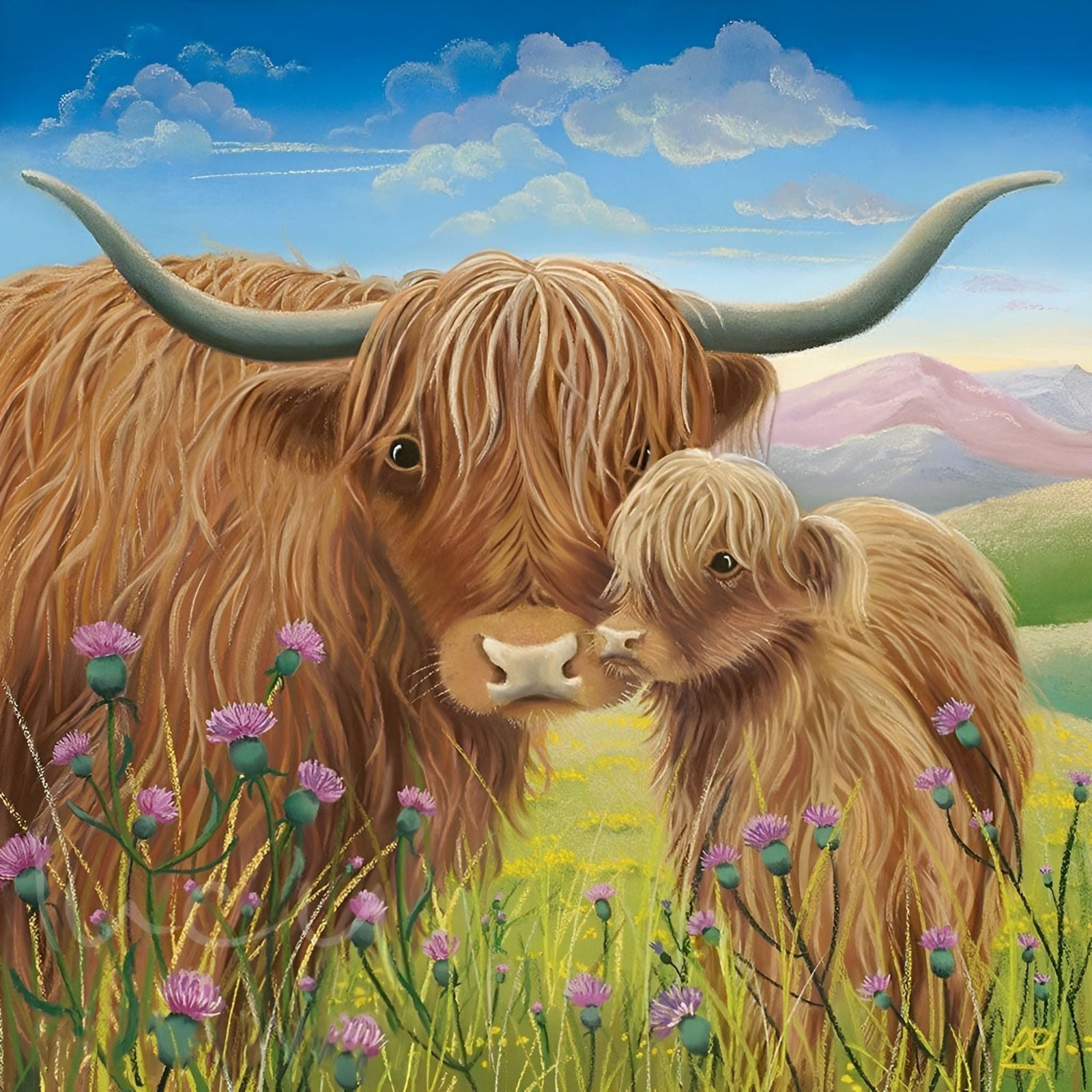 Highland Cows | Diamond Painting Design - Full Drill Diamond Art with 5d Square or Round Diamonds - AB Drills Available