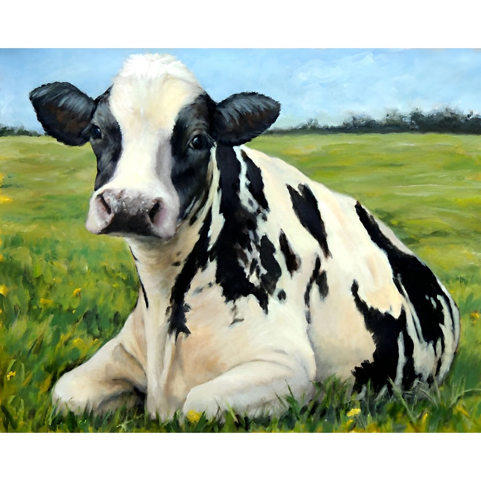 Holstein Cow Resting | Diamond Painting Design - Full Drill Diamond Art with 5d Square or Round Diamonds - AB Drills Available