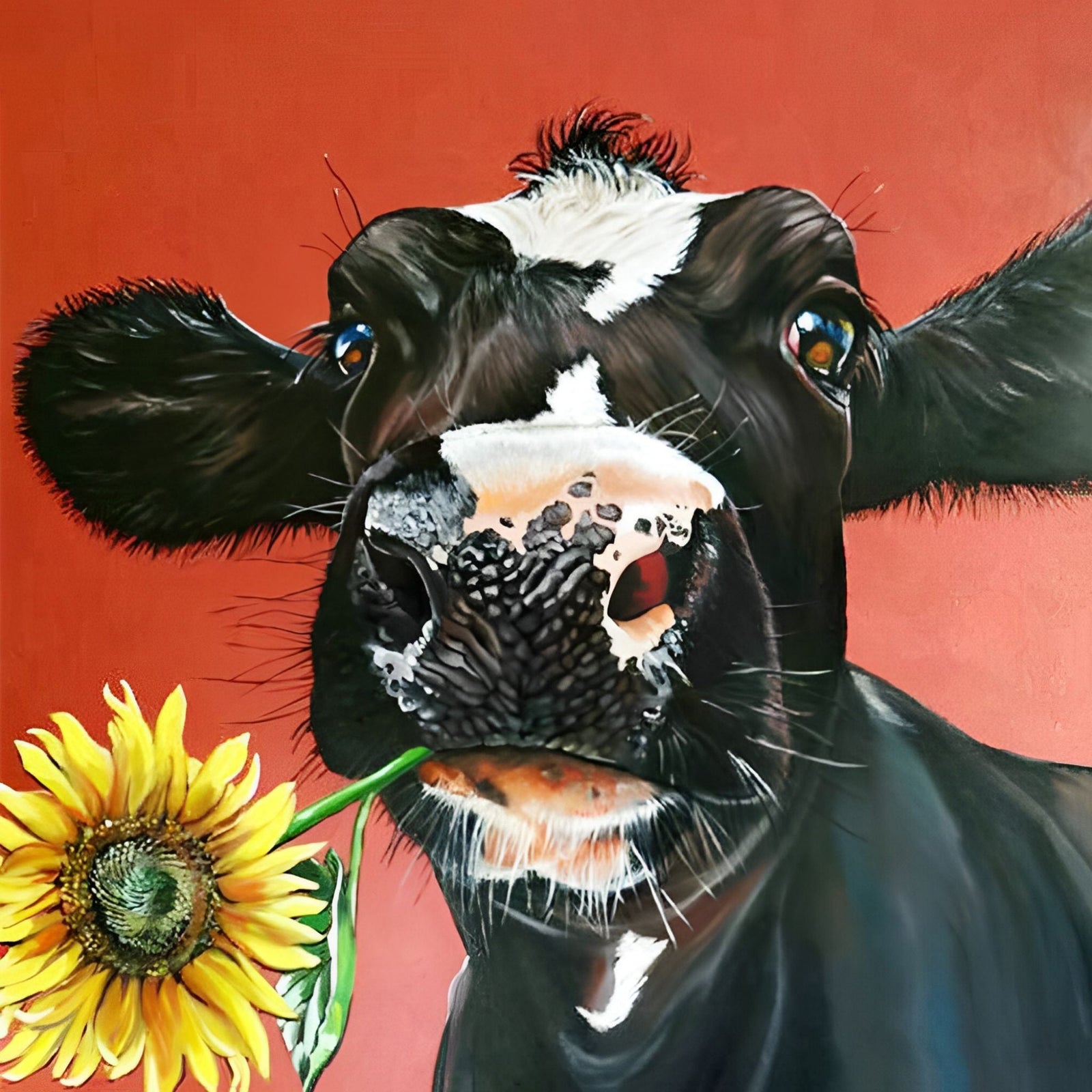 Sunflower Cow | Diamond Painting Design - Full Drill Diamond Art with 5d Square or Round Diamonds - AB Drills Available