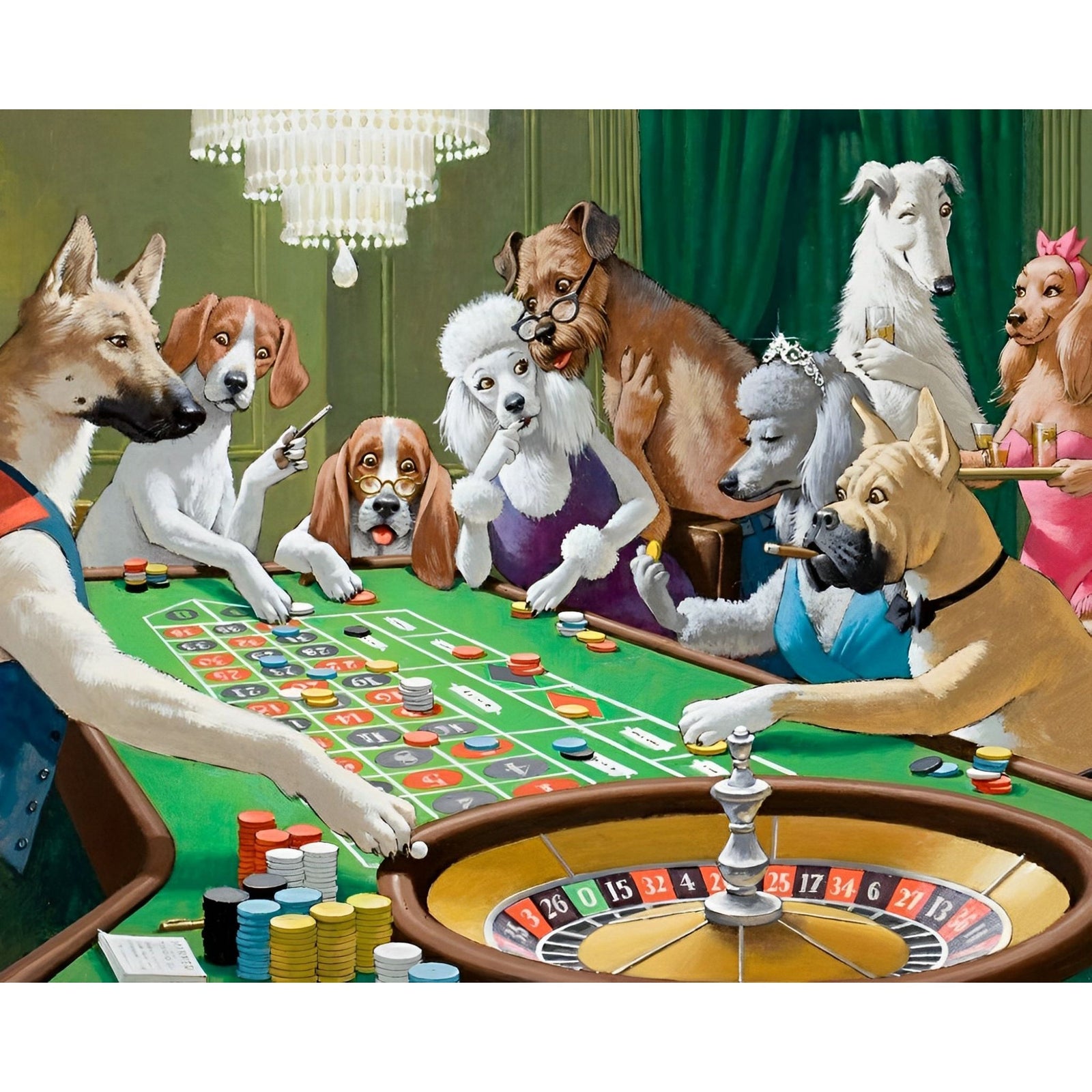 Gambling Dogs | Diamond Painting Design - Full Drill Diamond Art with 5d Square or Round Diamonds - AB Drills Available