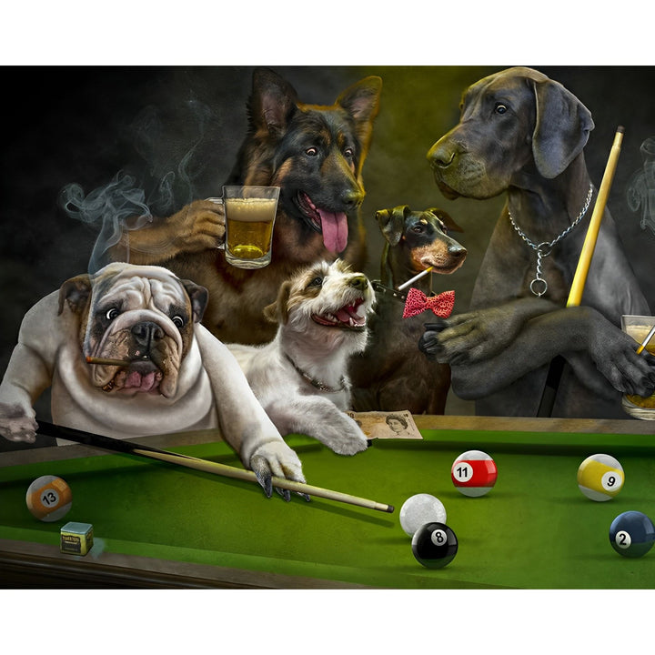 Dogs playing Billiards | Diamond Painting