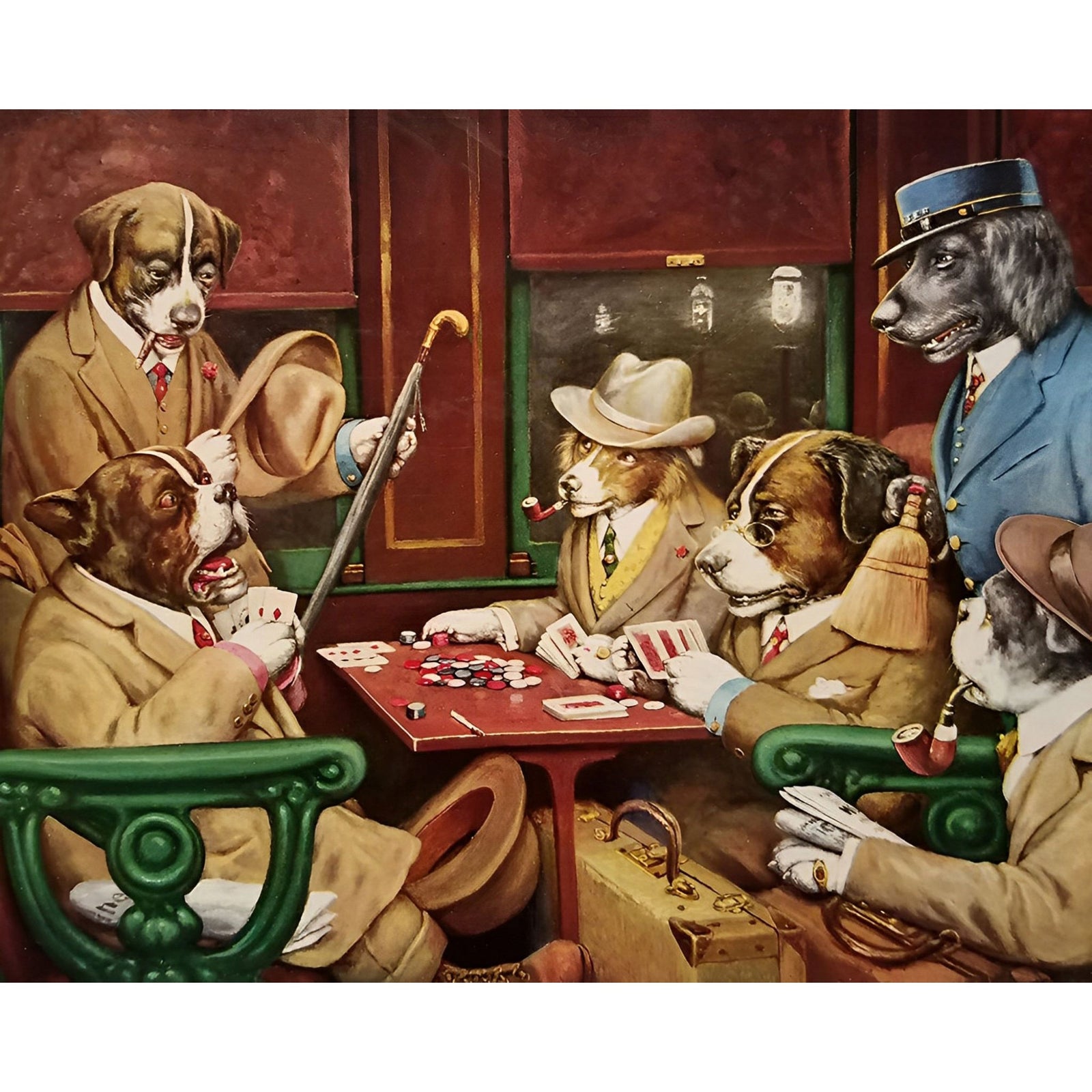 Dogs Game Night | Diamond Painting Design - Full Drill Diamond Art with 5d Square or Round Diamonds - AB Drills Available