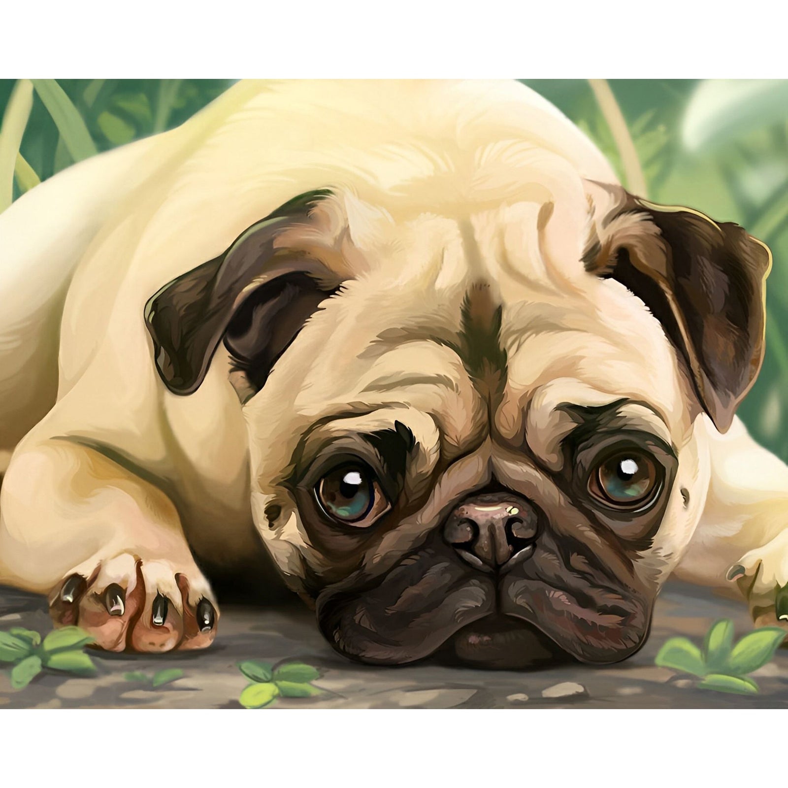 Pug Portrait | Diamond Painting Design - Full Drill Diamond Art with 5d Square or Round Diamonds - AB Drills Available