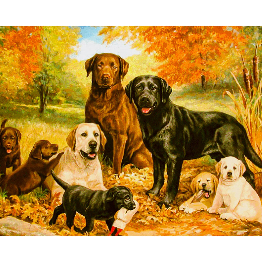 Yellow Autumn Dogs | Diamond Painting