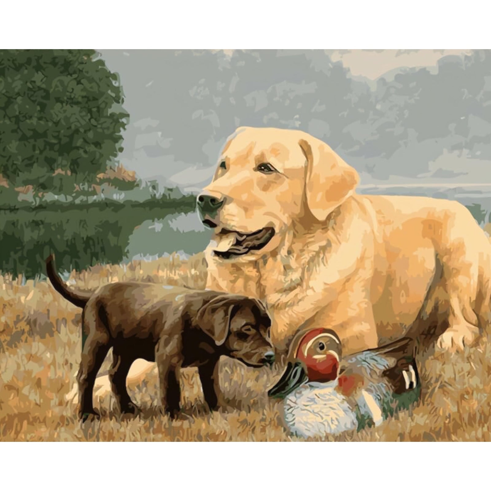 A Puppy and Her Mother | Diamond Painting Design - Full Drill Diamond Art with 5d Square or Round Diamonds - AB Drills Available